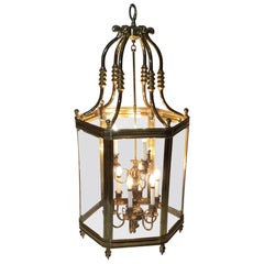 Large Brass Hanging Chandelier Or Lantern 