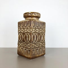 Large Fat Lava Pottery Floor Vase, Bodo Mans Bay Ceramics, Germany, 1970s