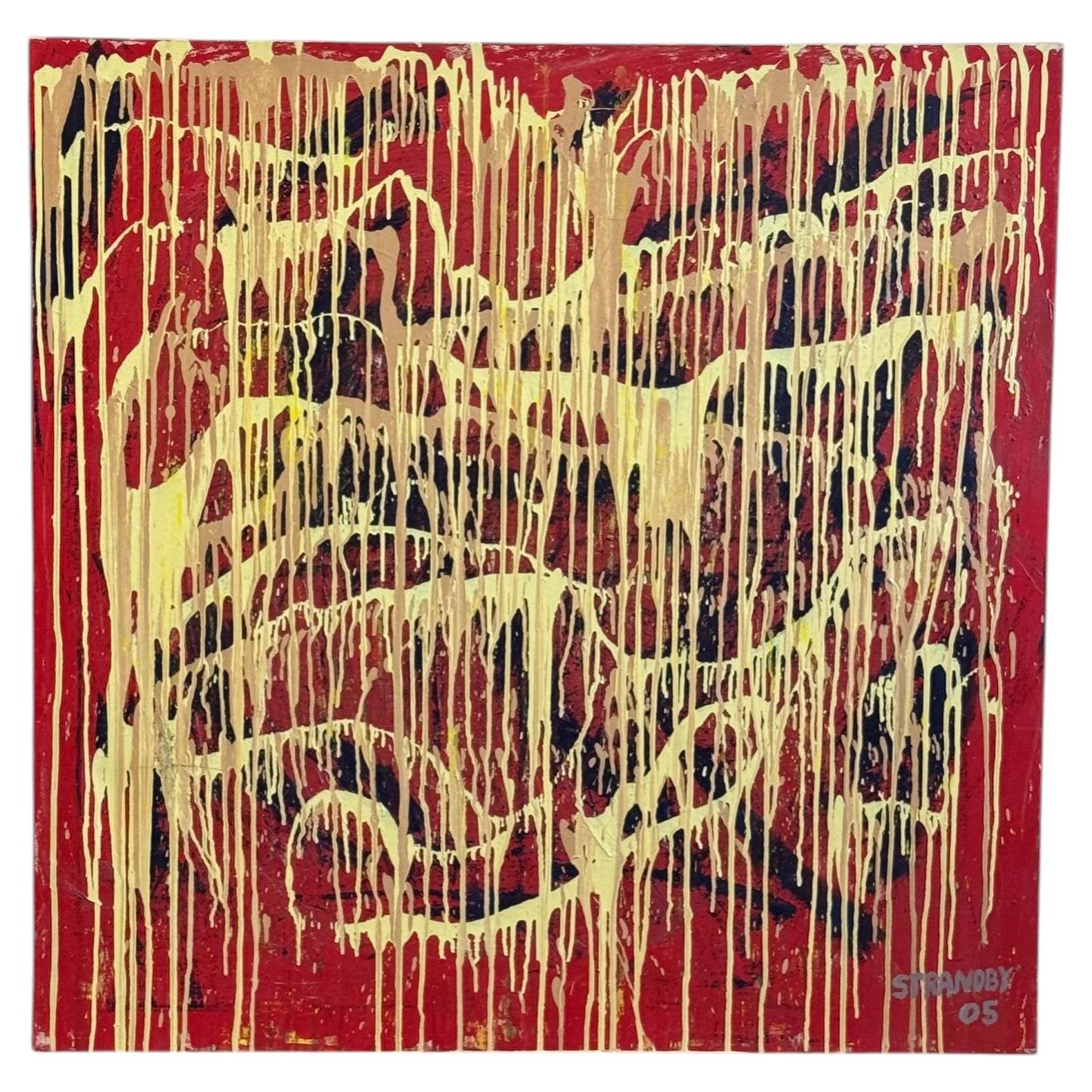 Large 47” Abstract Expressionist Painting by Stranoby, 2005 For Sale