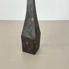 Large 47cm Brutalist cast iron Candleholde by Manfred Bergmeister, Germany 1970