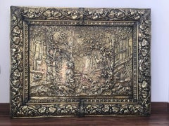 Large 47´Picture and Frame in Brass Louis XVI Style, France, circa 1900-1920