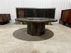 Large 48" Bronze 'Chan' Cocktail Table by Philip & Kelvin Laverne, 1960s Signed