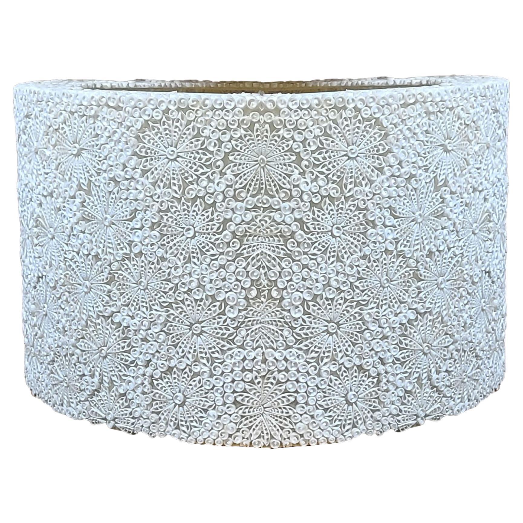 Large 48" Resin Seashell Organic Modern Boho Drum Shade Chandelier, 2 Available For Sale