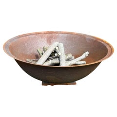 Used Large 4ft Natural Cast Iron Garden Fire Pit with a Rust Patina
