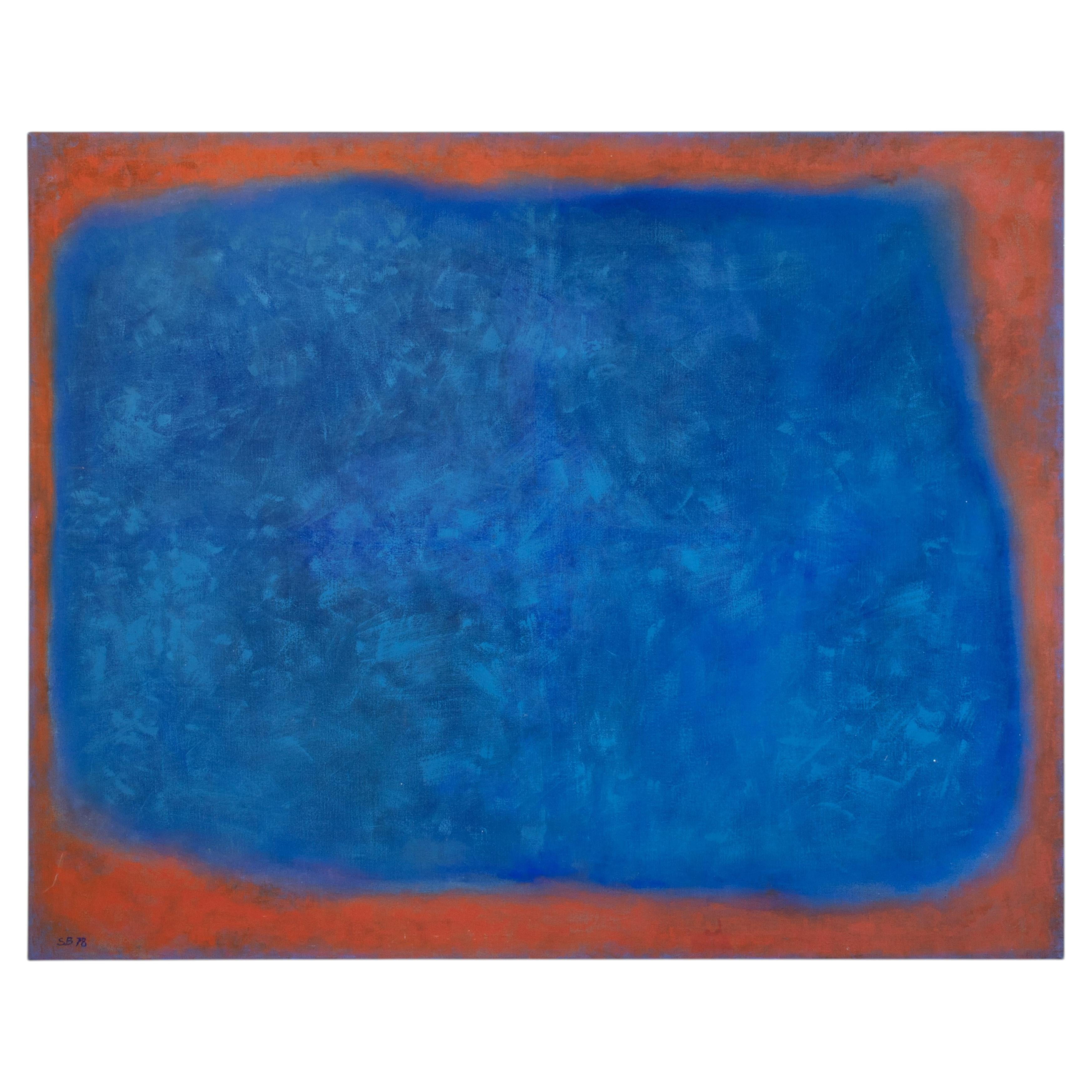 Large 4x5 Vintage Abstract Painting on Canvas, 1978