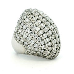 Large 5 Carat Pavé Diamond Dome Cocktail Ring in 18K White Gold, Signed MAHIND