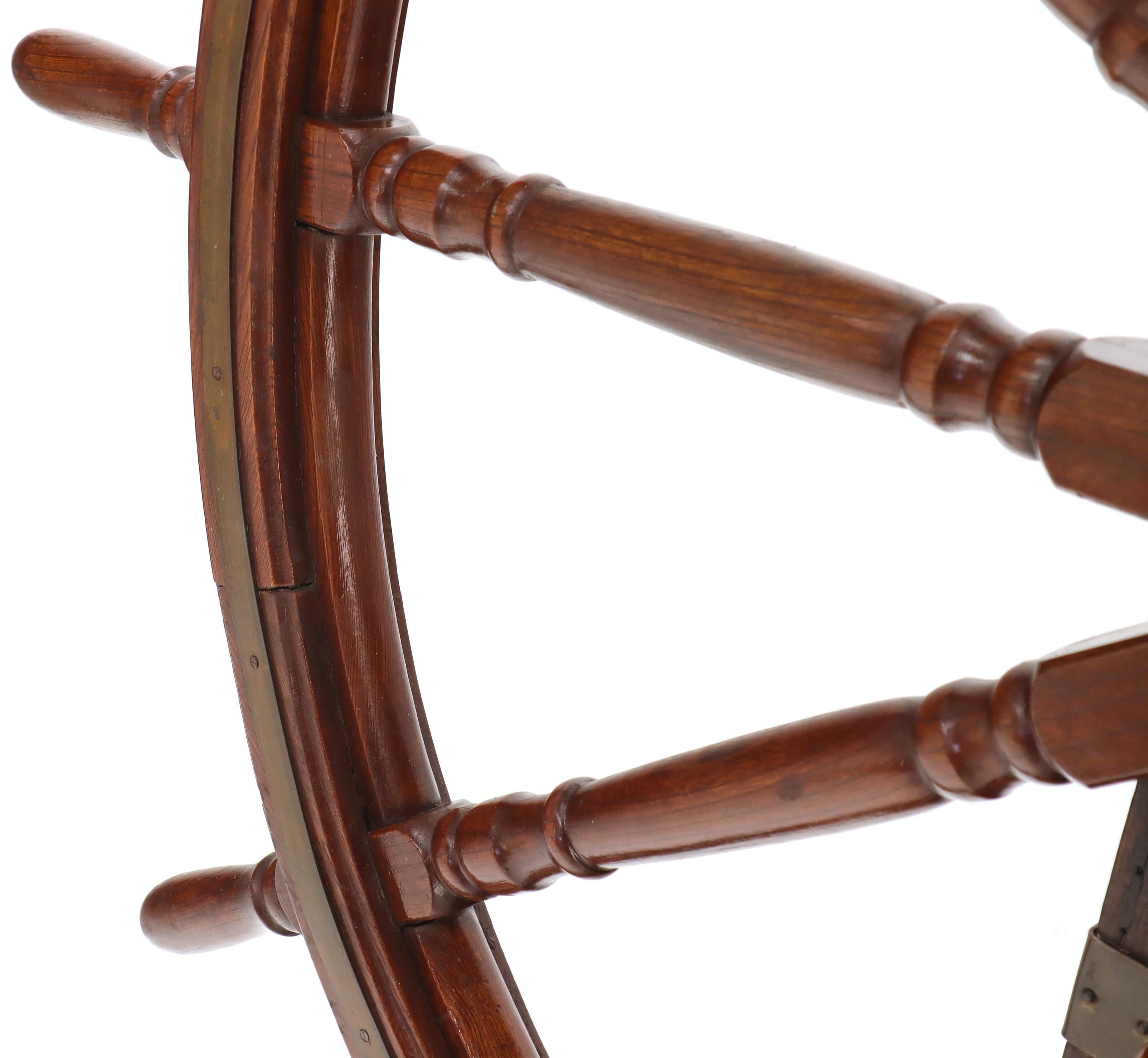 Hardwood Large Wooden Ships Wheel on Stand