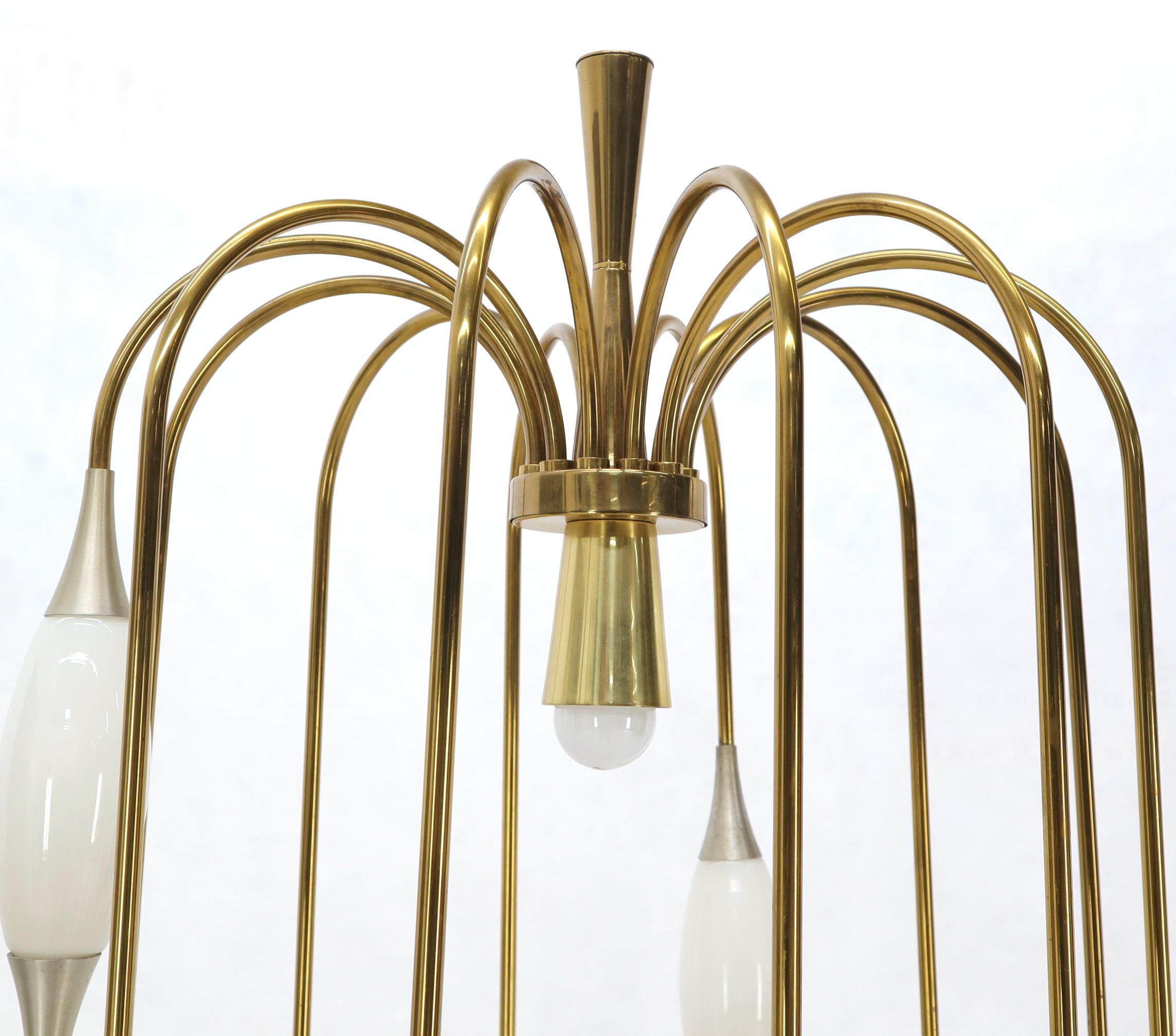 20th Century Large Waterfall Brass Floor Lamp Light Fixture For Sale