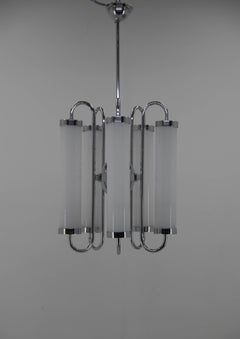 Large 5-Flamming Tubular Art Deco / Bauhaus Chandelier, 1930s