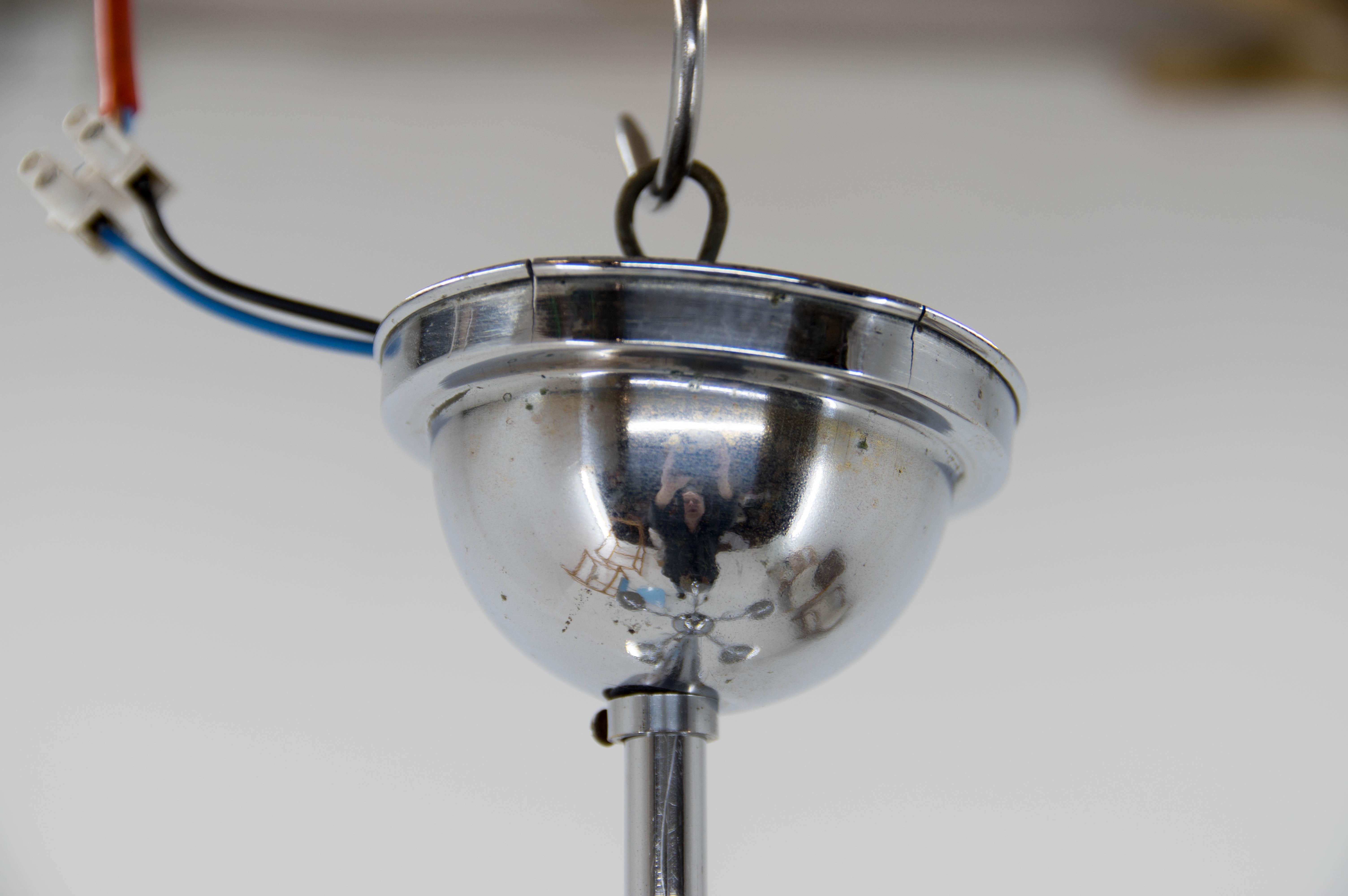 Large 5-Flamming Tubular Bauhaus Chandelier, 1930s In Good Condition For Sale In Praha, CZ