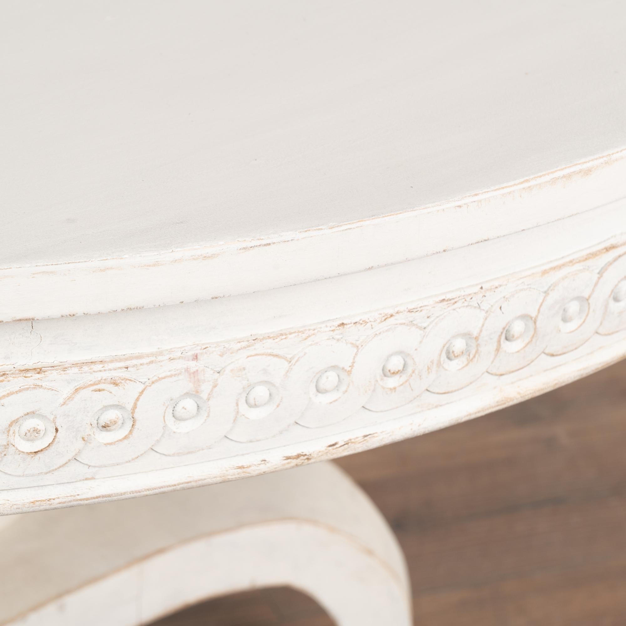 Large 5' Round White Painted Pedestal Table, Sweden circa 1920 For Sale 5