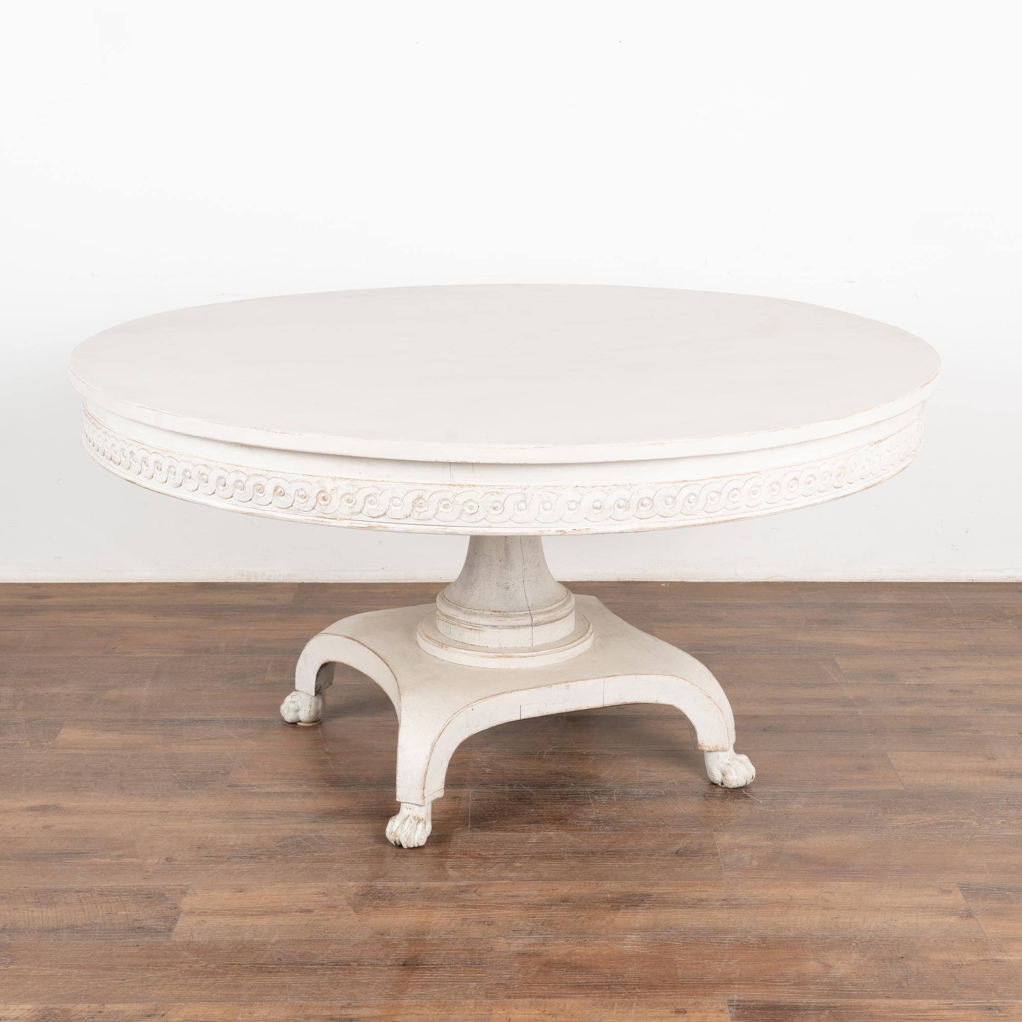 Large 5' Round White Painted Pedestal Table, Sweden circa 1920 For Sale 6