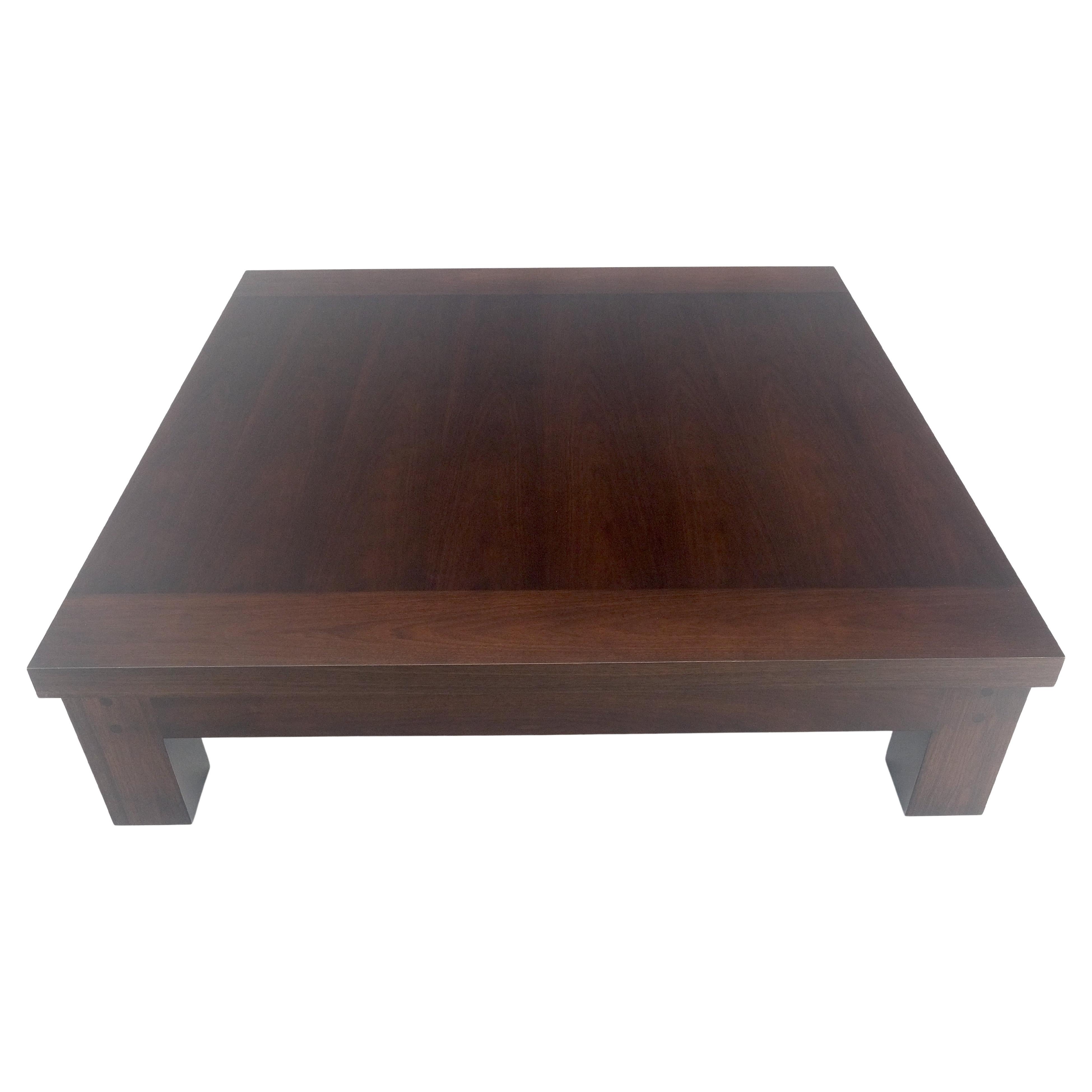 Large 5' Square Solid Oak Dark Espresso Walnut Finish Pegged Legs Coffee Table 