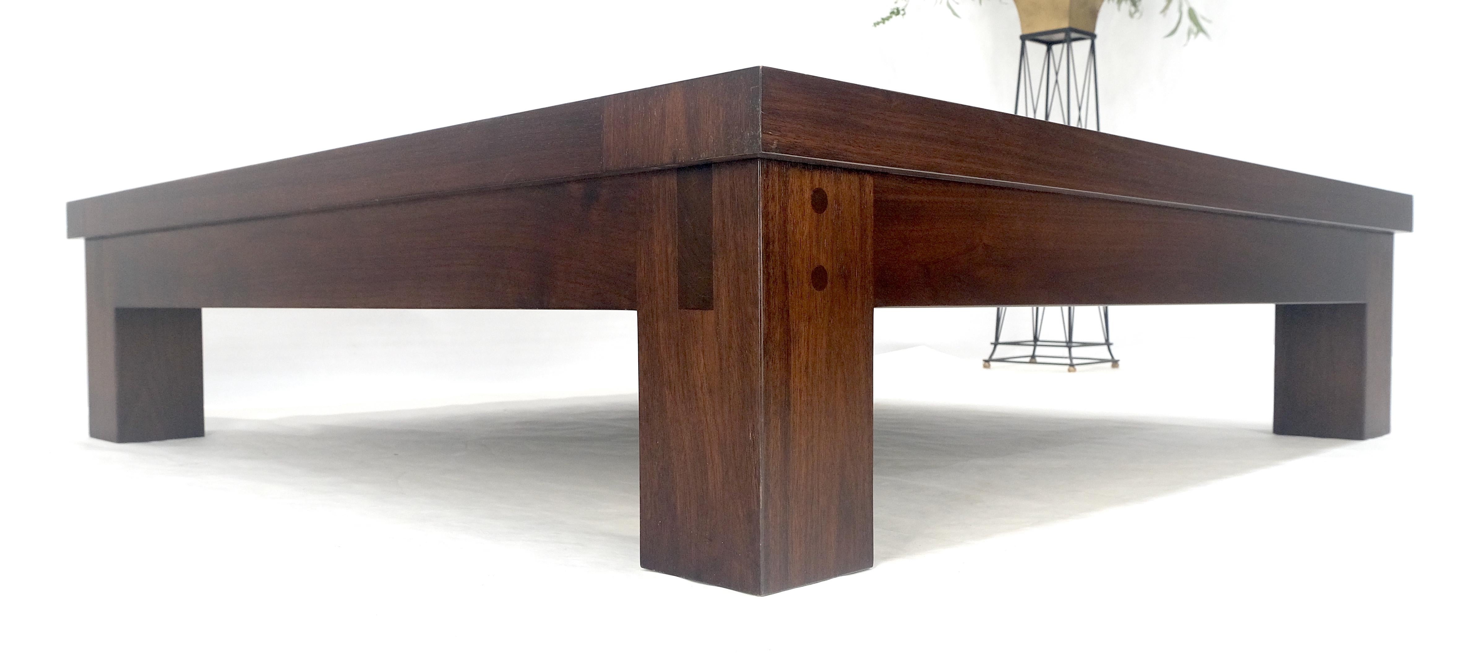 20th Century Large 5' Square Solid Oak Dark Espresso Walnut Finish Pegged Legs Coffee Table