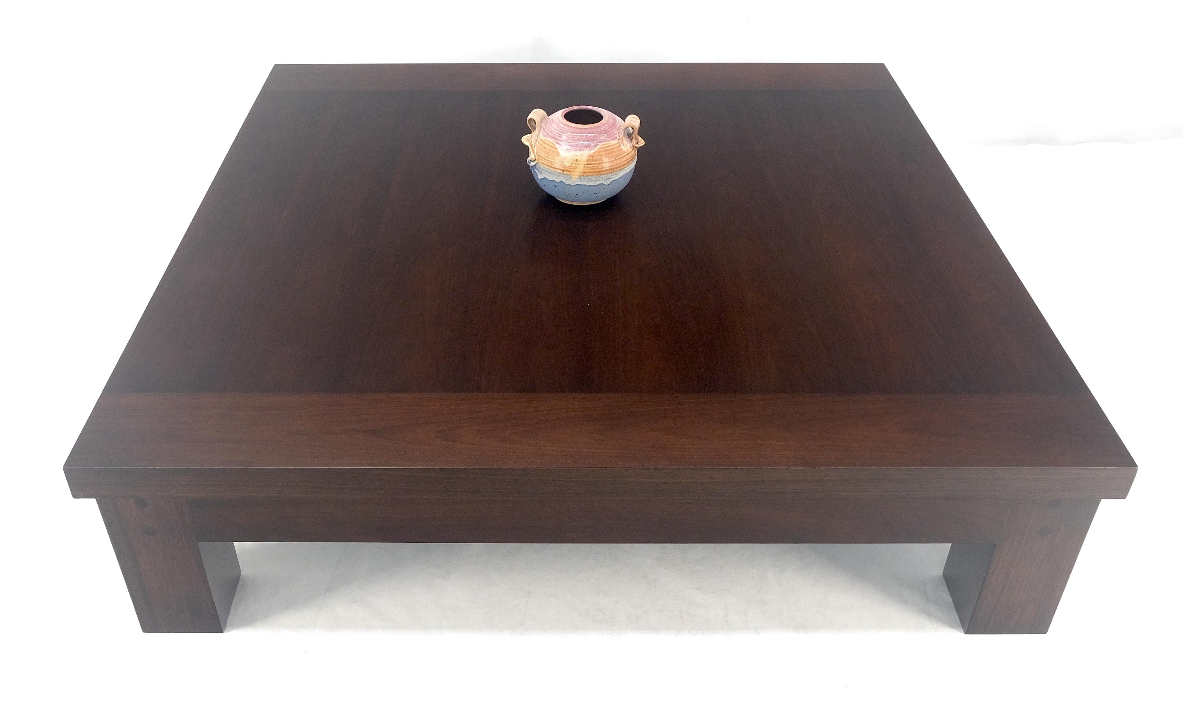 Large 5' Square Solid Oak Dark Espresso Walnut Finish Pegged Legs Coffee Table 1