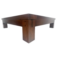 Large 5' Square Solid Oak Dark Espresso Walnut Finish Pegged Legs Coffee Table