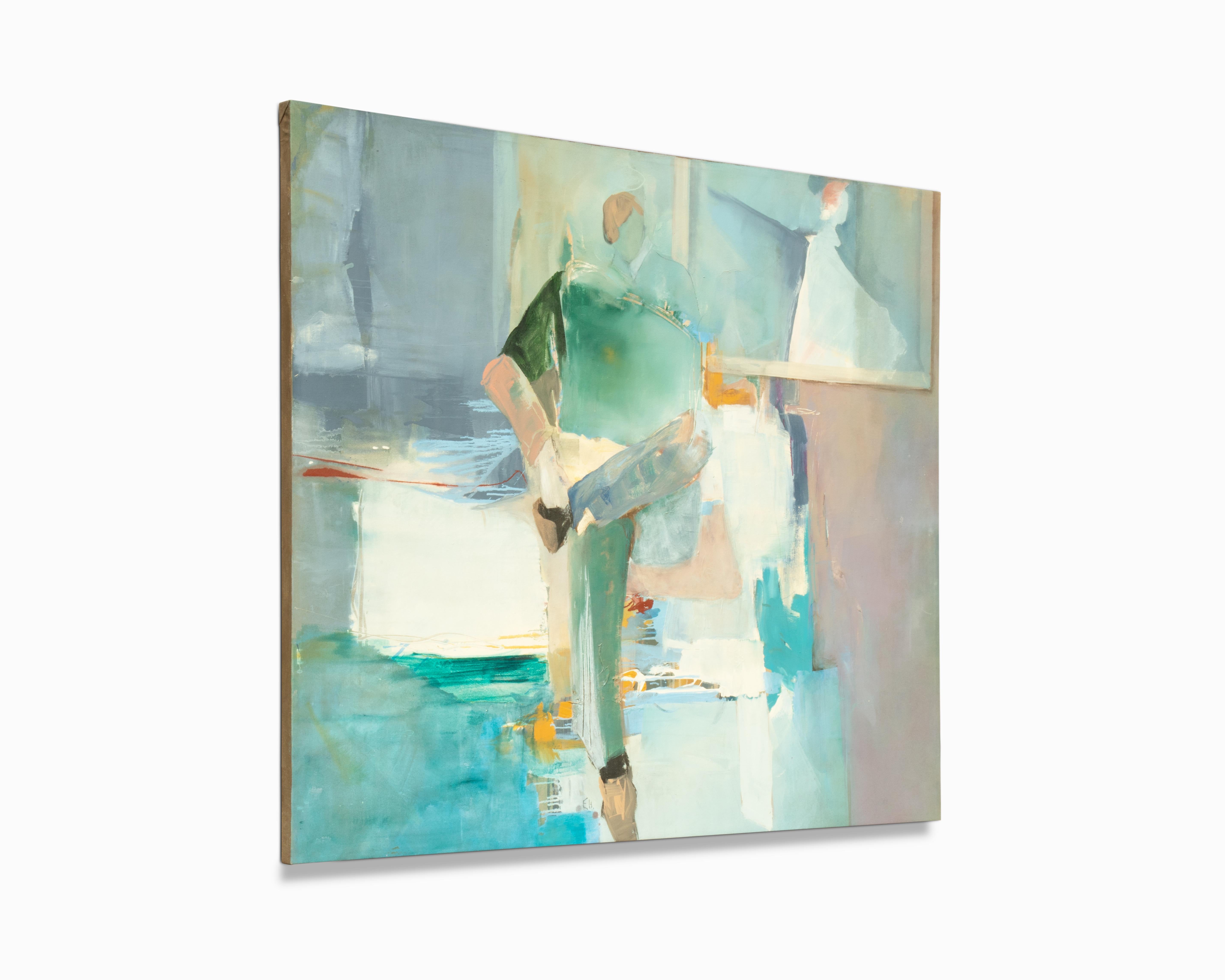 Großes abstraktes 5' x 6' großes Vintage-Gemälde von E. Hyman (Acryl) im Angebot