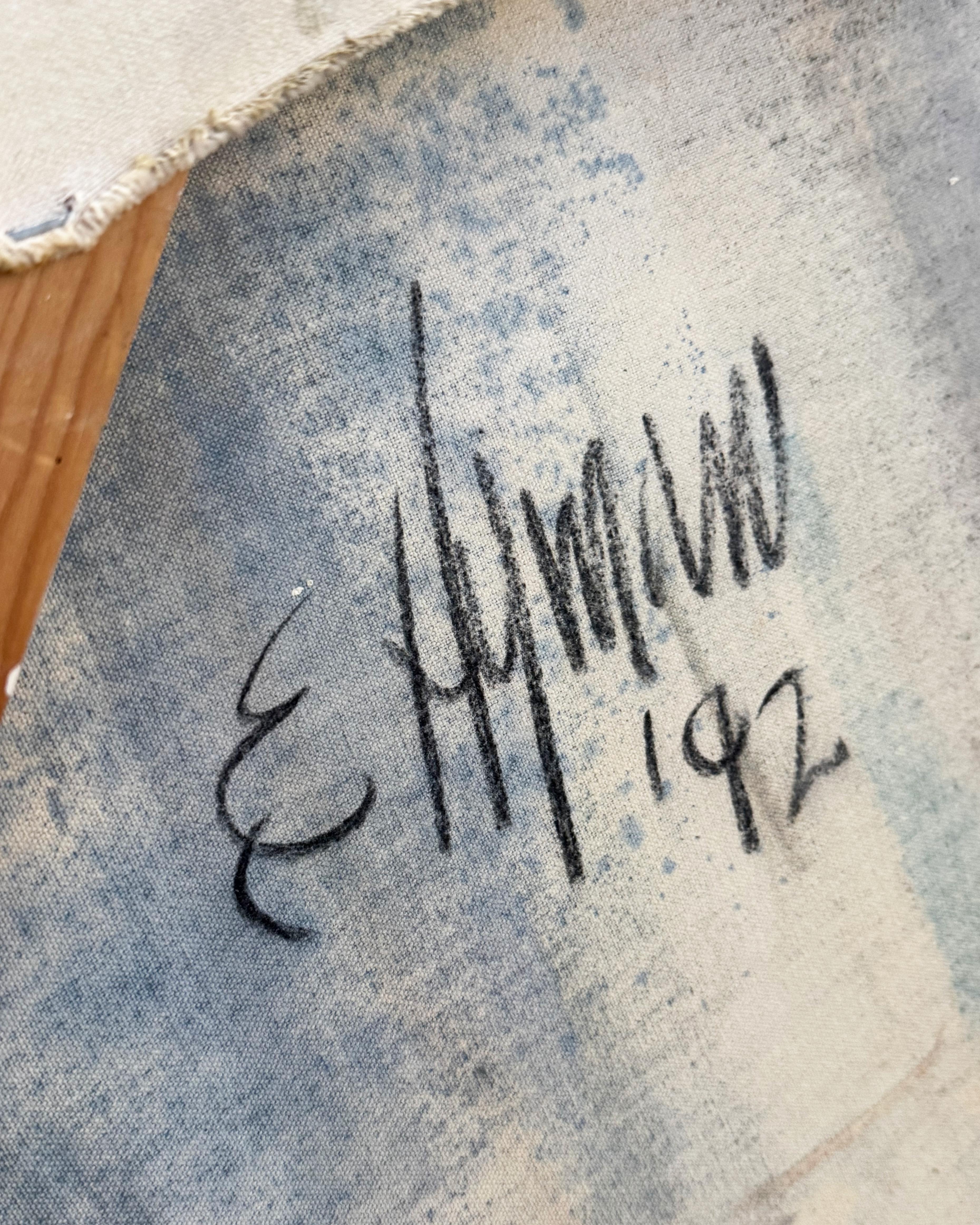 Großes abstraktes 5' x 6' großes Vintage-Gemälde von E. Hyman im Angebot 2