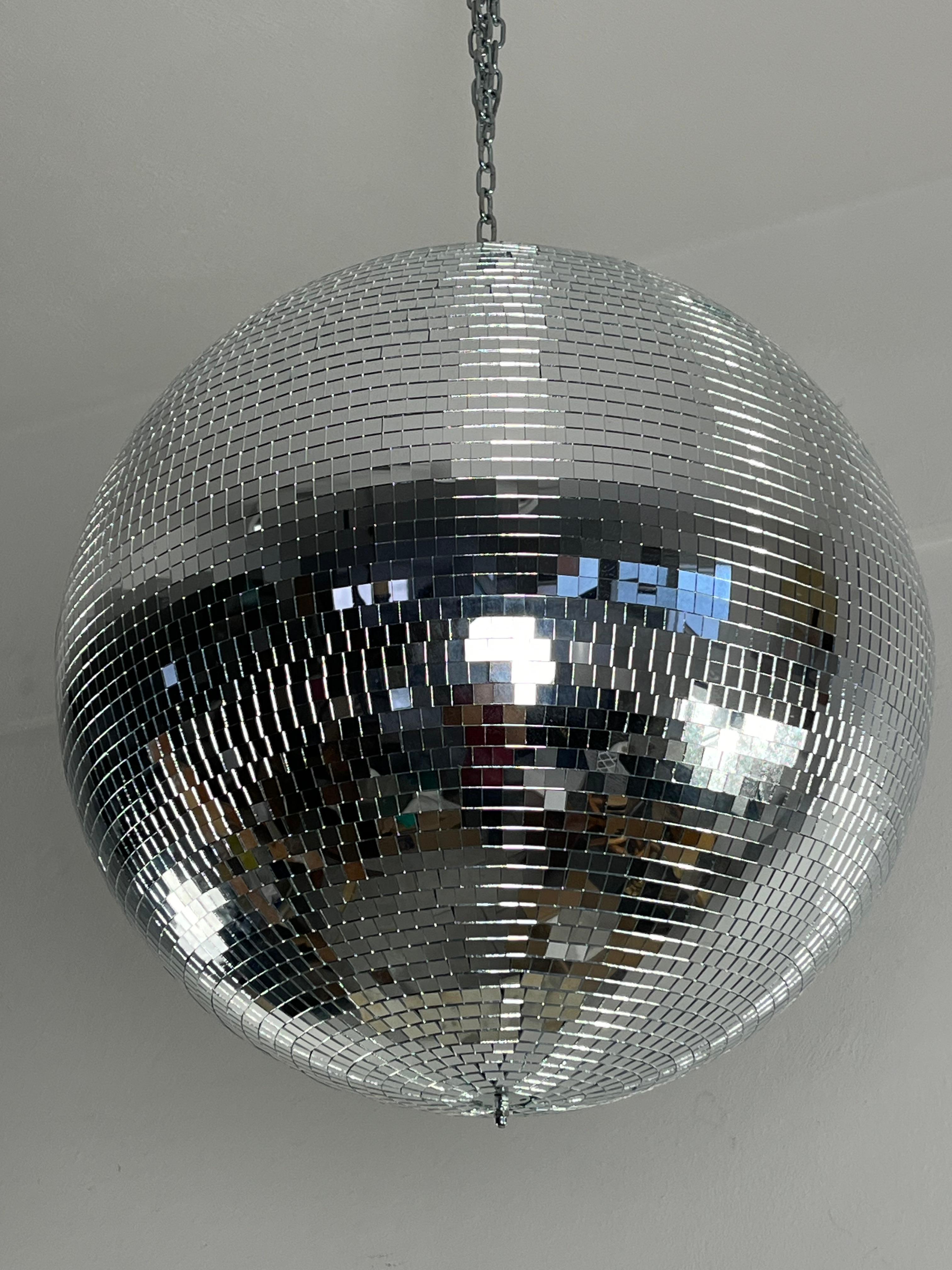 Late 20th Century Large 50 cm  Professional Disco Ball Mirror Mosaic with Rotor 1980s