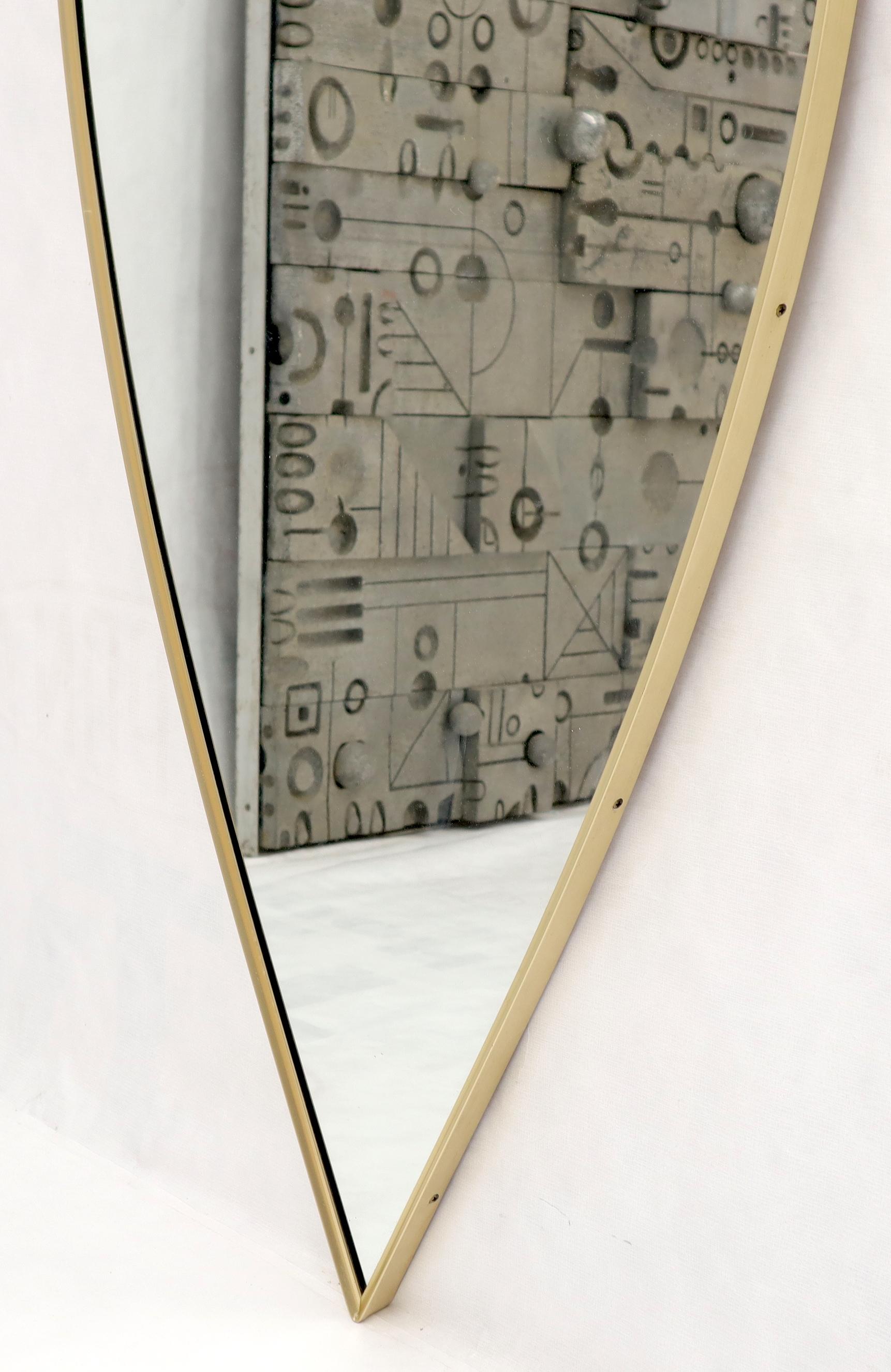 Mid-Century Modern Large Tall Shield Shape Anodized Aluminum Frame Wall Mirror For Sale