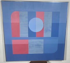 Grande peinture abstraite moderne à l'huile sur toile 50" x 50" de Martha Visser t Hooft