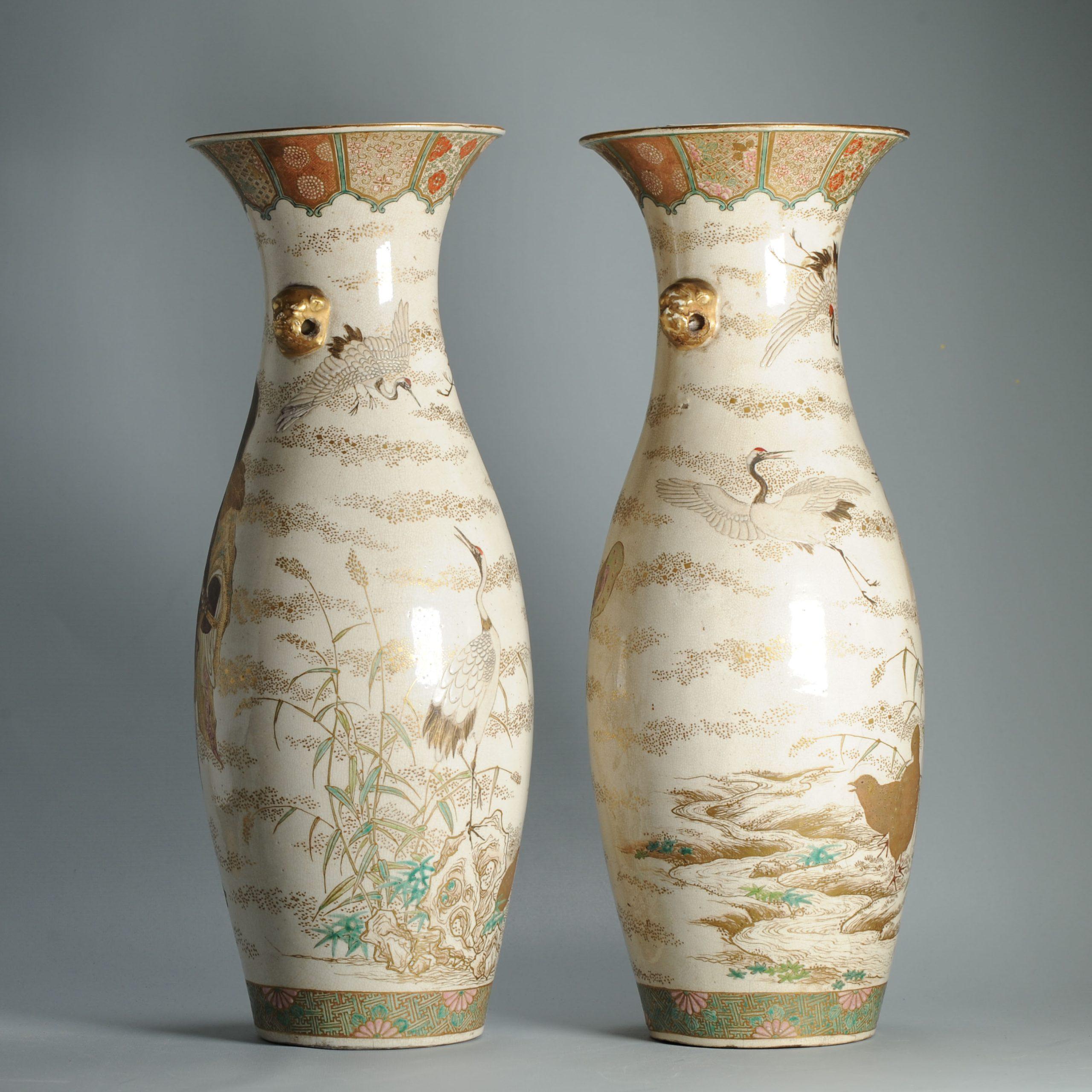 Large 50CM Antique Top Quality Style Meiji period Japanese Satsuma Vase For Sale 8
