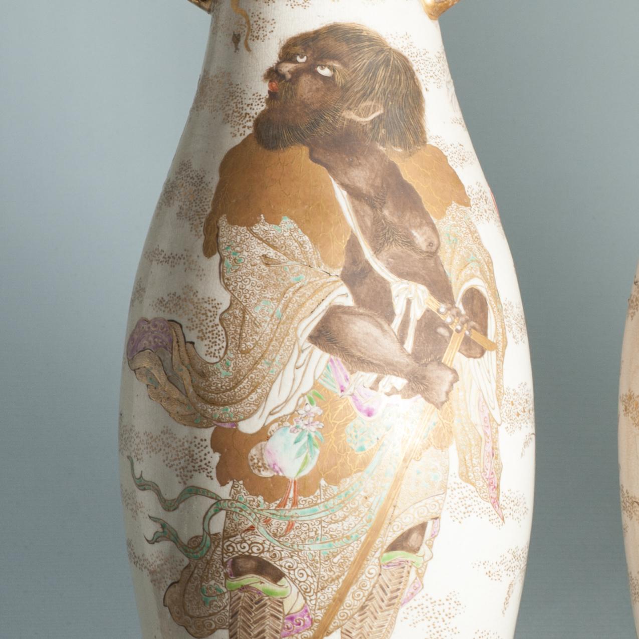 Large 50CM Antique Top Quality Style Meiji period Japanese Satsuma Vase For Sale 9
