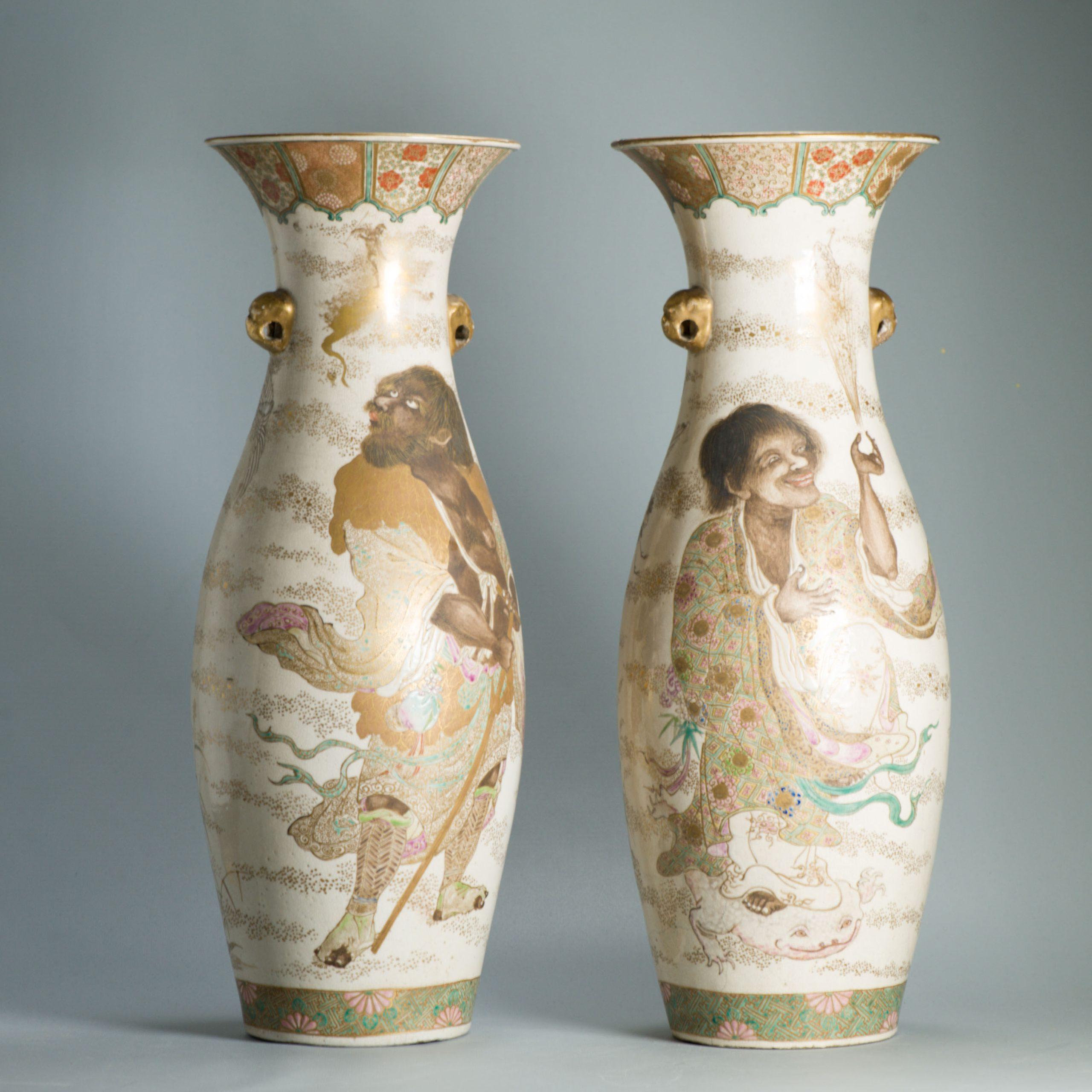 Large 50CM Antique Top Quality Style Meiji period Japanese Satsuma Vase For Sale 10
