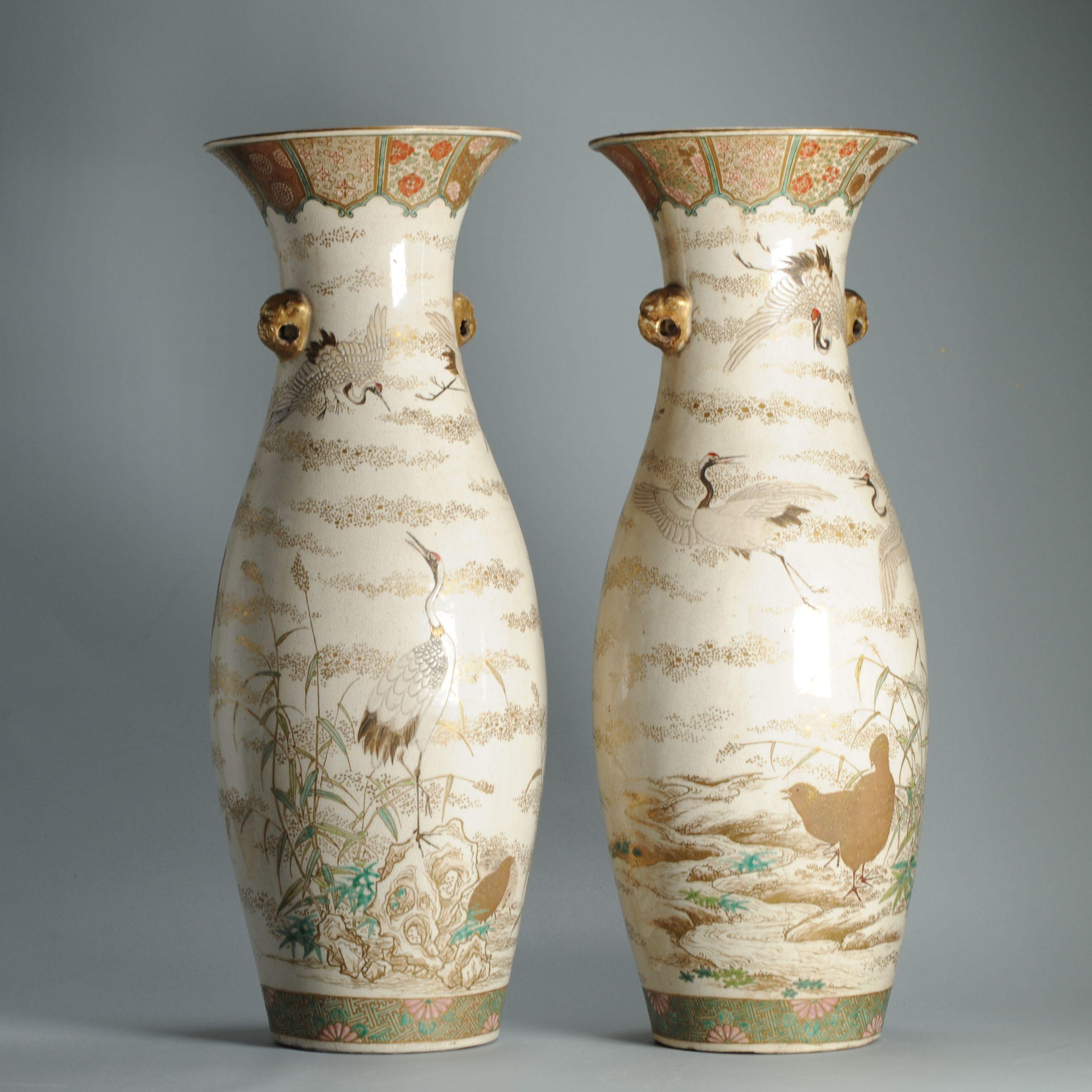 Large 50CM Antique Top Quality Style Meiji period Japanese Satsuma Vase For Sale 11
