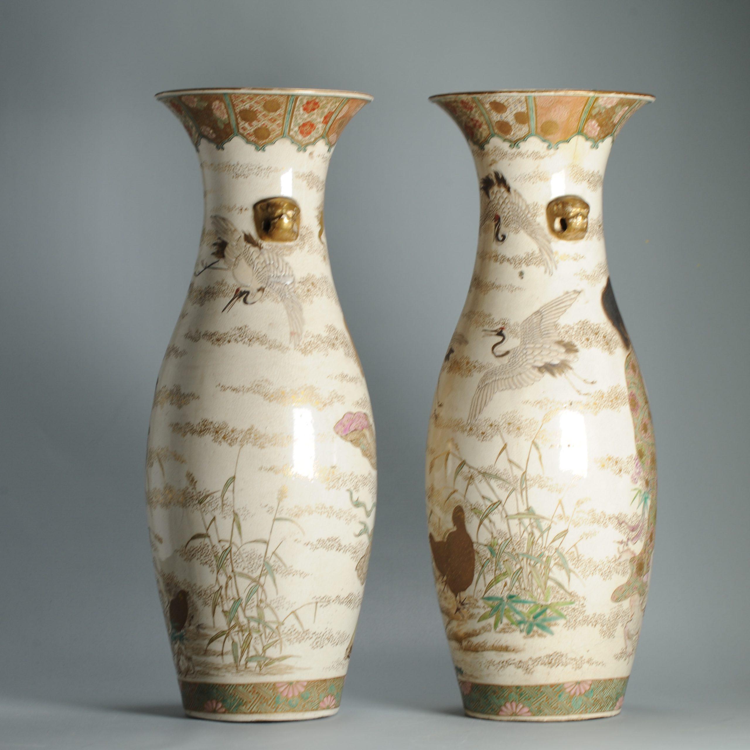 Large 50CM Antique Top Quality Style Meiji period Japanese Satsuma Vase For Sale 13