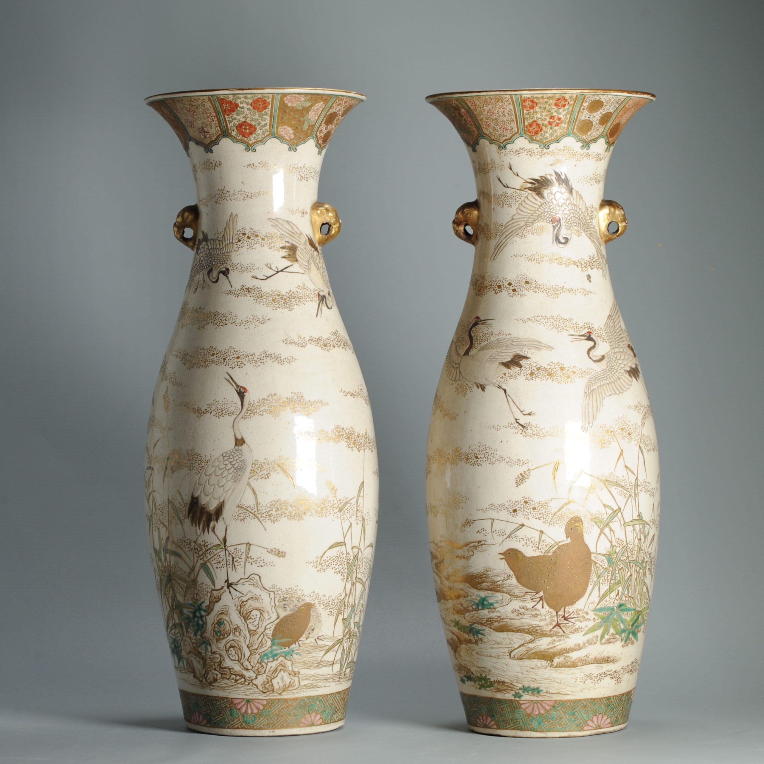 20th Century Large 50CM Antique Top Quality Style Meiji period Japanese Satsuma Vase For Sale