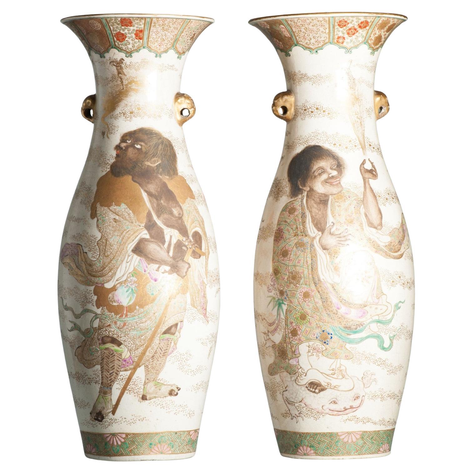 Large 50CM Antique Top Quality Style Meiji period Japanese Satsuma Vase For Sale