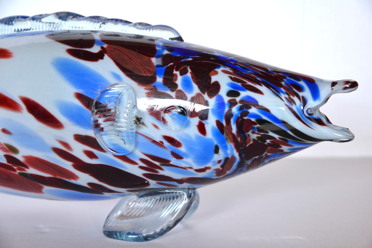 Escultura grande de pez de cristal de Murano de 50 cm de mediados de siglo Italia años sesenta setenta Venecia en venta 2