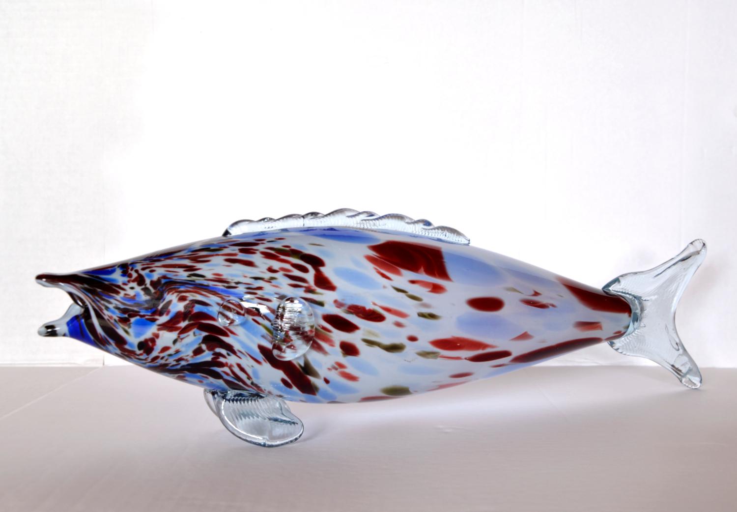 Escultura grande de pez de cristal de Murano de 50 cm de mediados de siglo Italia años sesenta setenta Venecia Moderno de mediados de siglo en venta