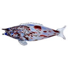 Grande sculpture de 50 cm en verre de Murano du milieu du siècle, en forme de poisson, Italie, 1960, 1970, Venise