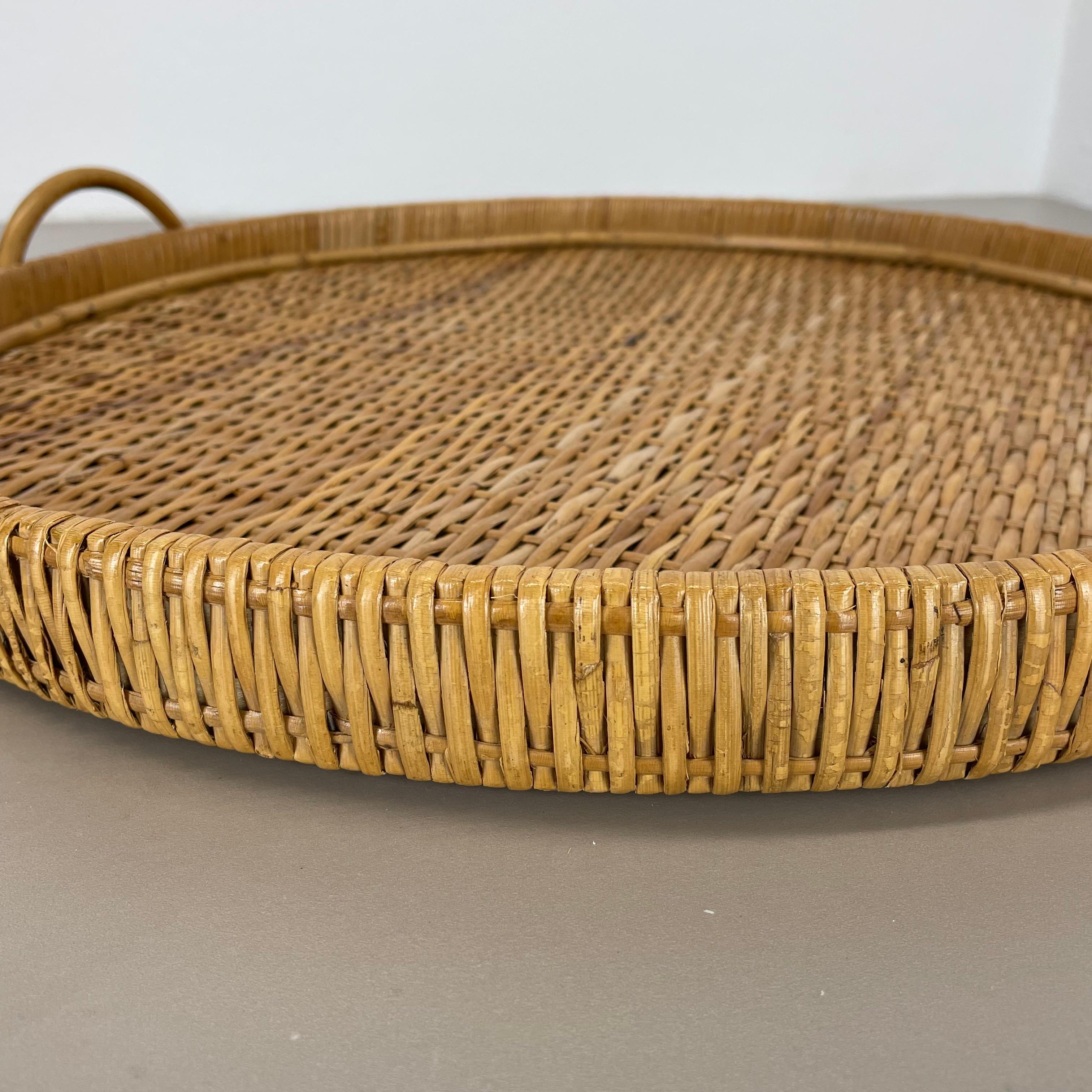 Large 50cm Rattan Rotin tray element in Gabriella Crespi Style, Italy, 1970s For Sale 6