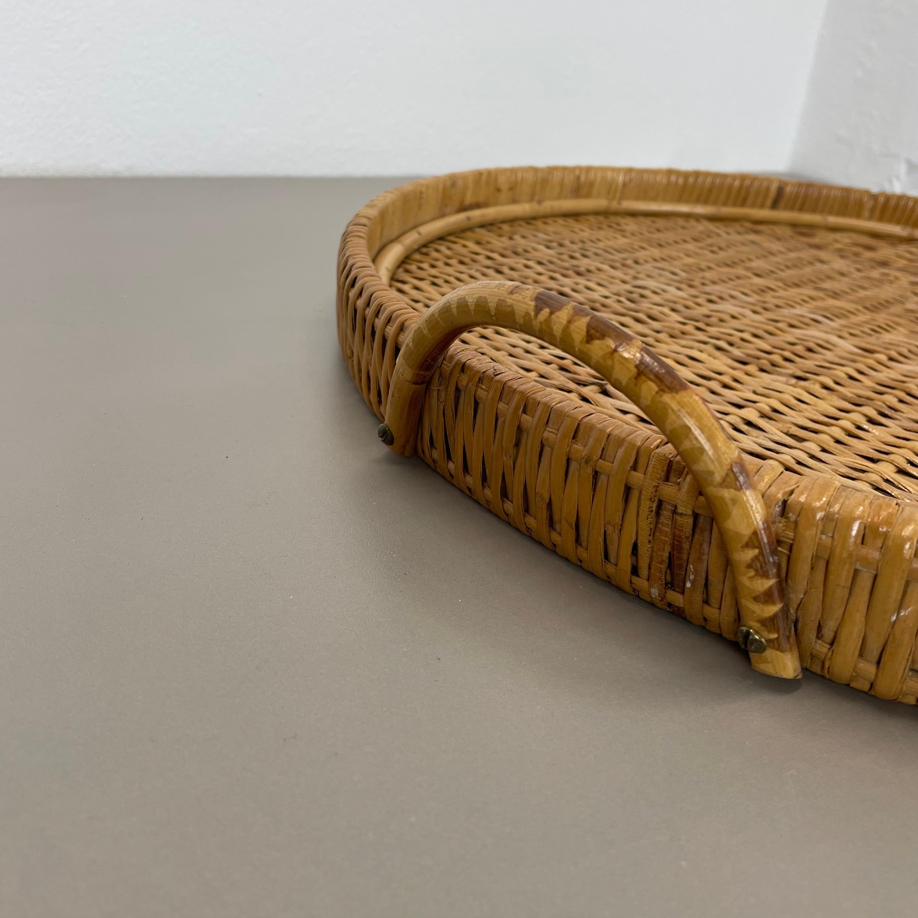 Large 50cm Rattan Rotin tray element in Gabriella Crespi Style, Italy, 1970s For Sale 8