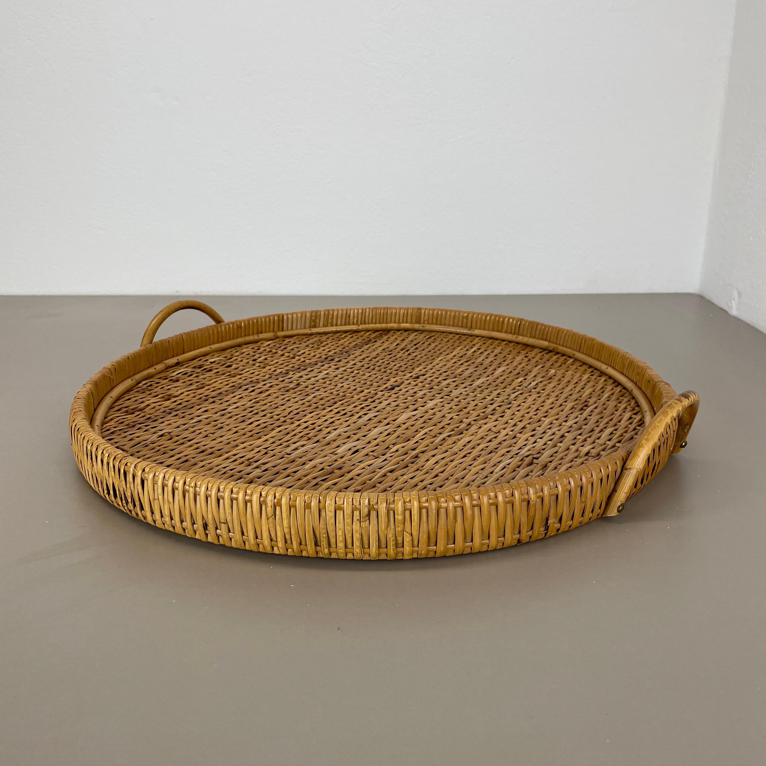 Italian Large 50cm Rattan Rotin tray element in Gabriella Crespi Style, Italy, 1970s For Sale