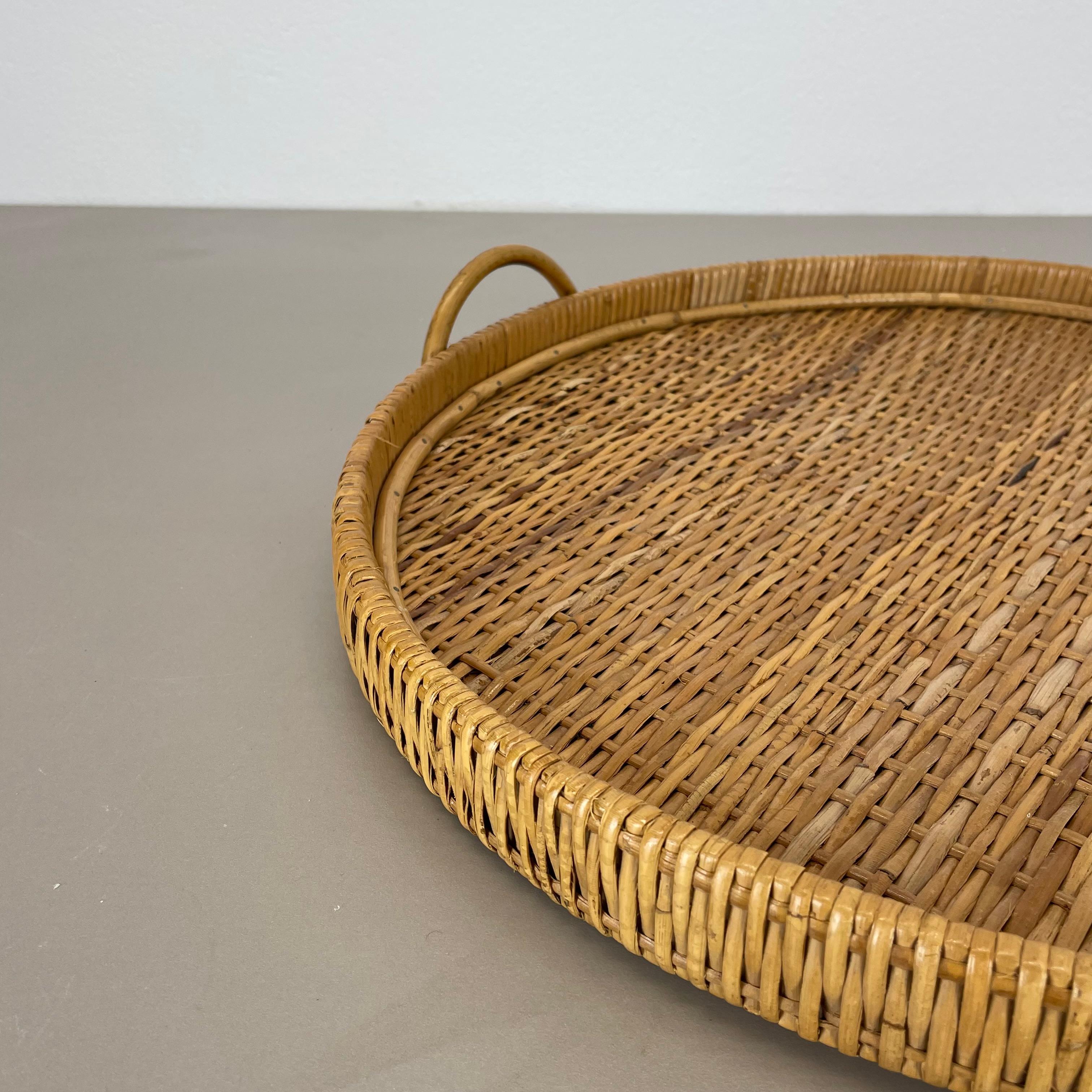20th Century Large 50cm Rattan Rotin tray element in Gabriella Crespi Style, Italy, 1970s For Sale