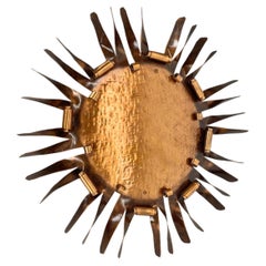 Grande applique da teatro in rame massiccio stile Stilnovo con effetto a raggiera, 50 cm, Italia, anni '50