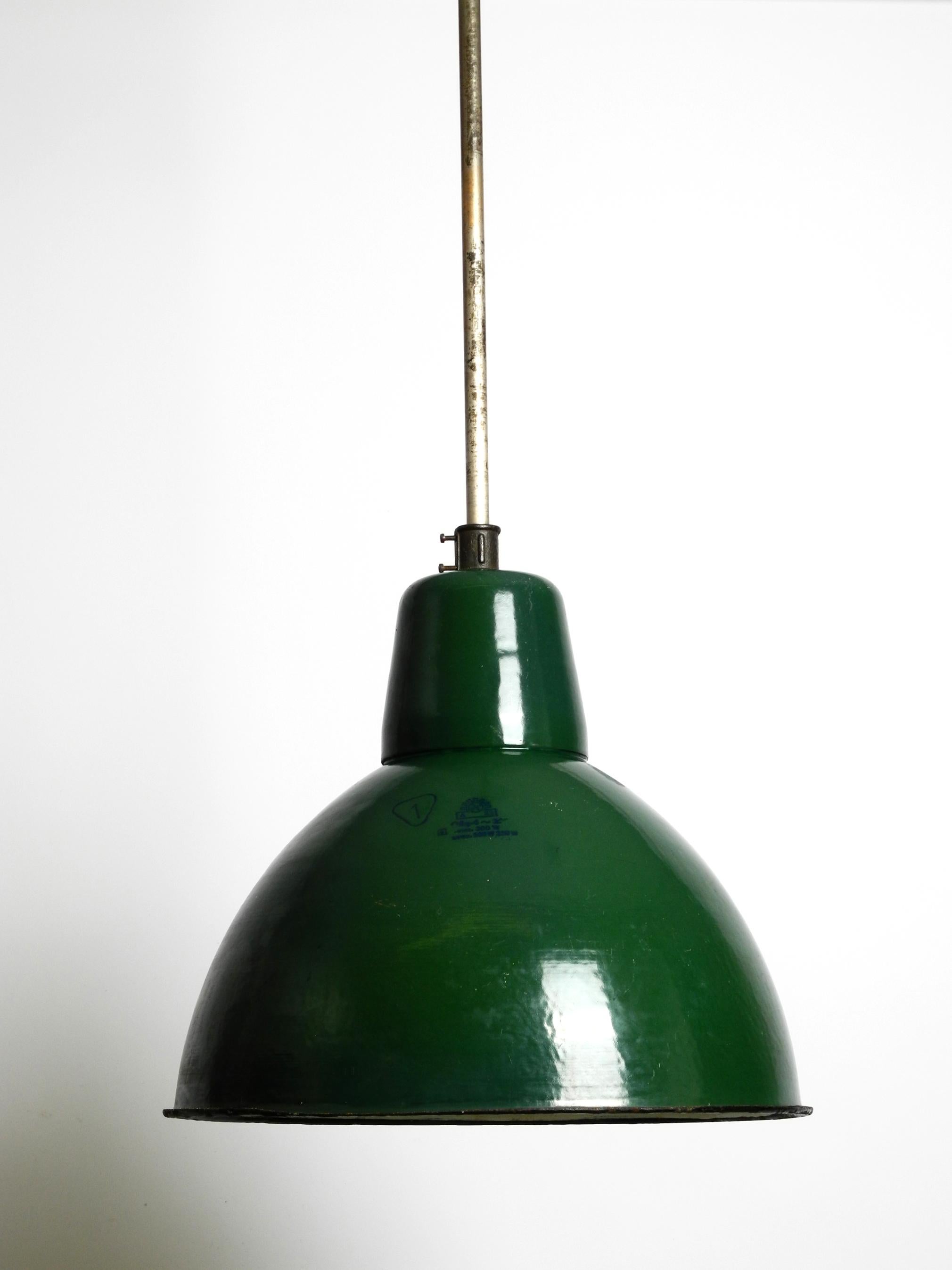Large 50s Industrial Enameled Factory Lamp from France in the Original Colour For Sale 10