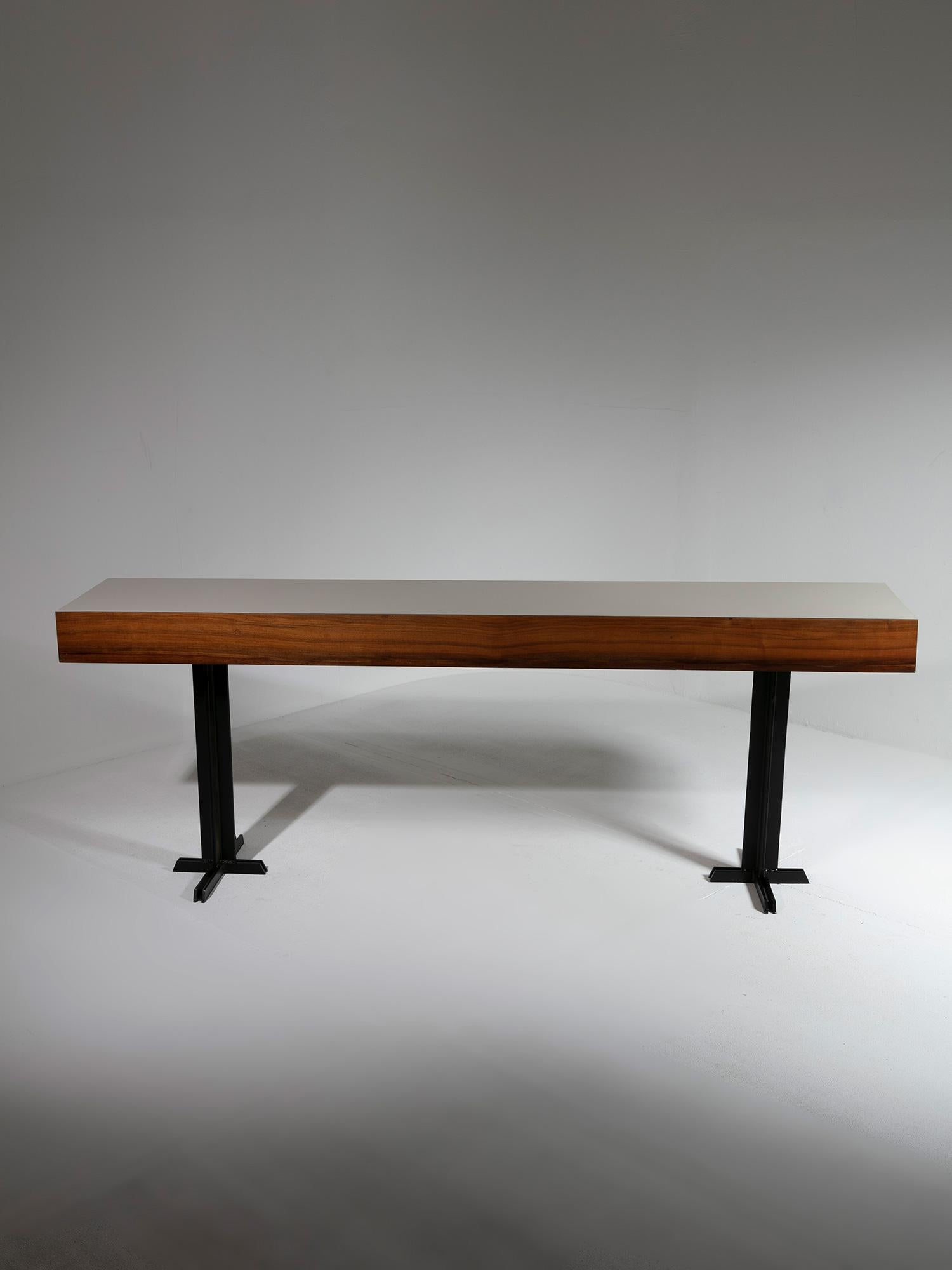 Large 50s Wood Console, Italy, 1950s In Good Condition For Sale In Milan, IT