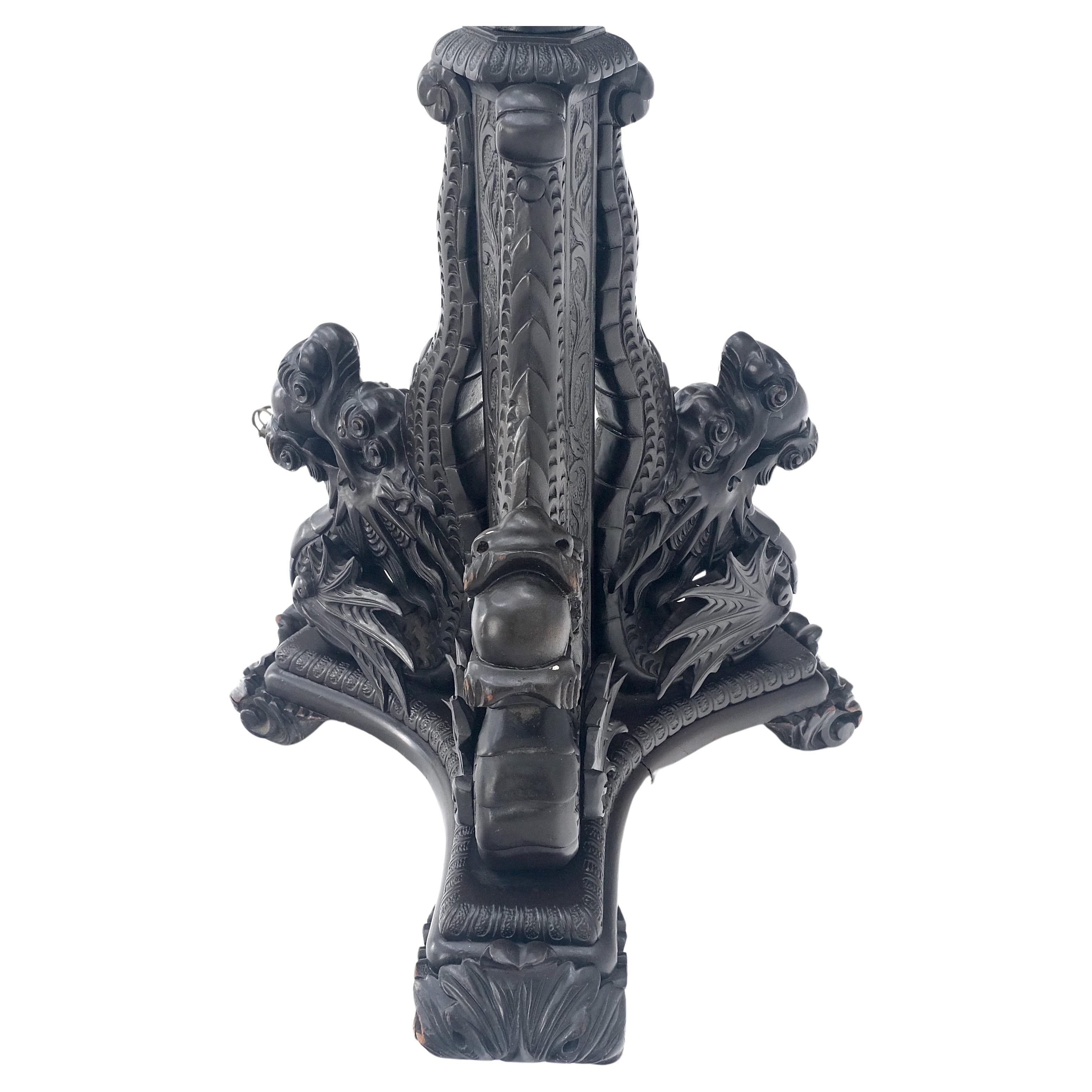 Chippendale cinese Grande base per lampada da terra in mogano intagliato alta 51
