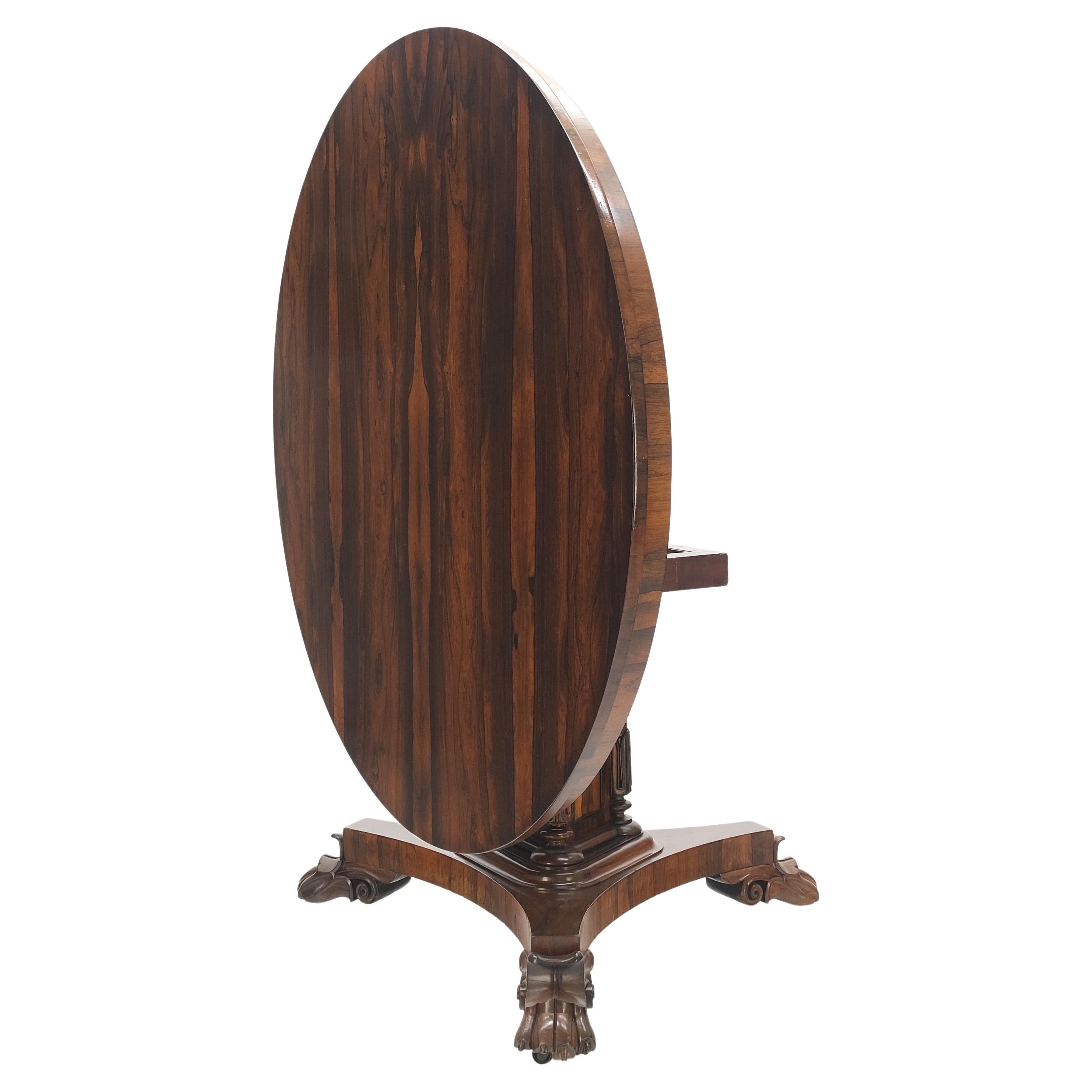 Large 52" Diameter Round Tilt Top Rosewood Empire Dining Breakfast Table MINT! For Sale