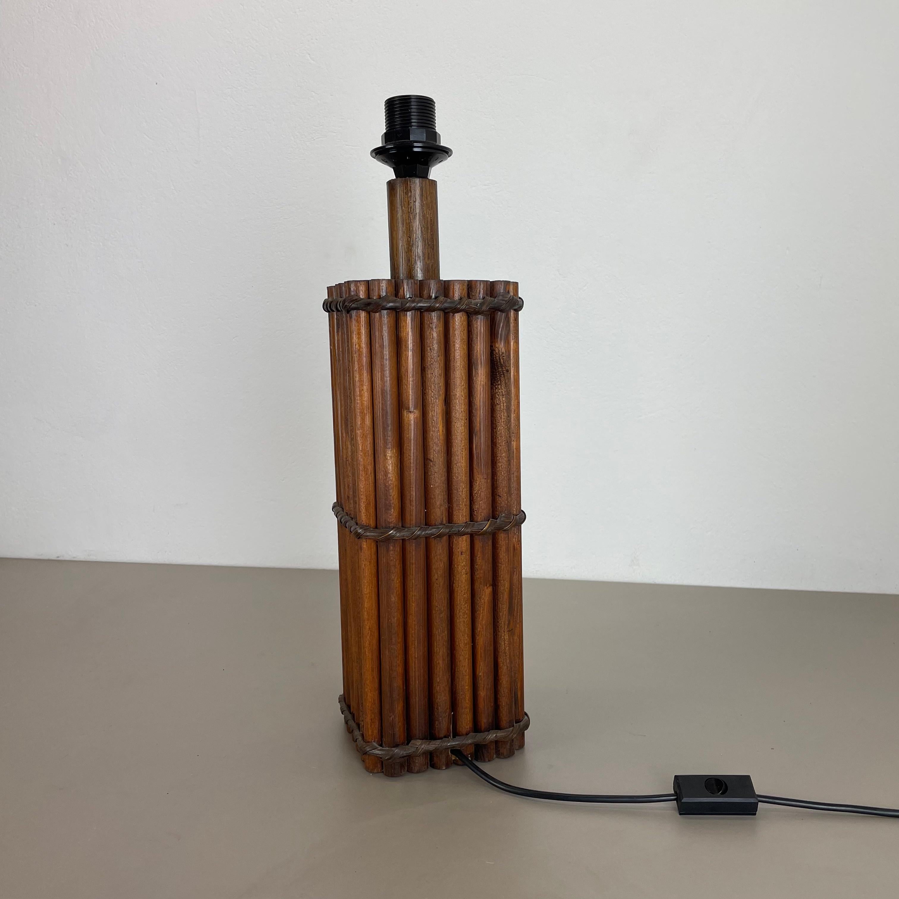 Large 52cm Hollywood Regency Dark Wooden Tiki Style Table Light, Italy 1970s For Sale 9