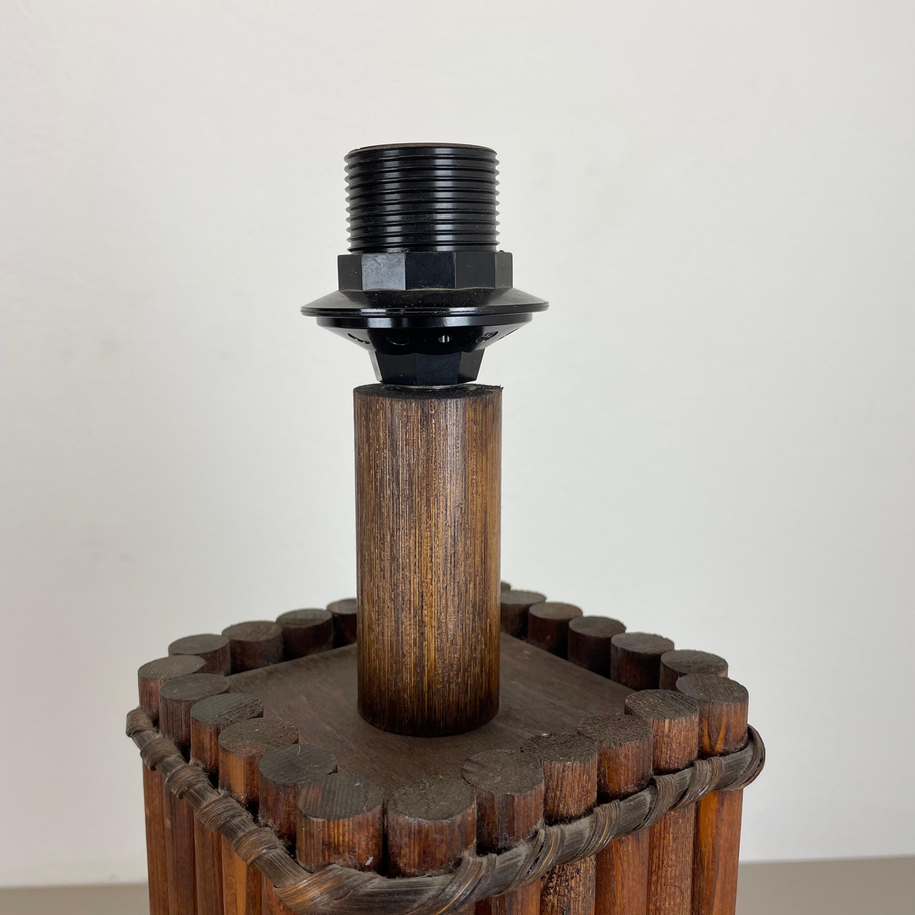 Large 52cm Hollywood Regency Dark Wooden Tiki Style Table Light, Italy 1970s For Sale 11