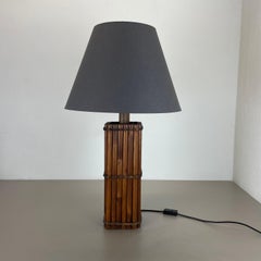 Large 52cm Hollywood Regency Dark Wooden Tiki Style Table Light, Italy 1970s