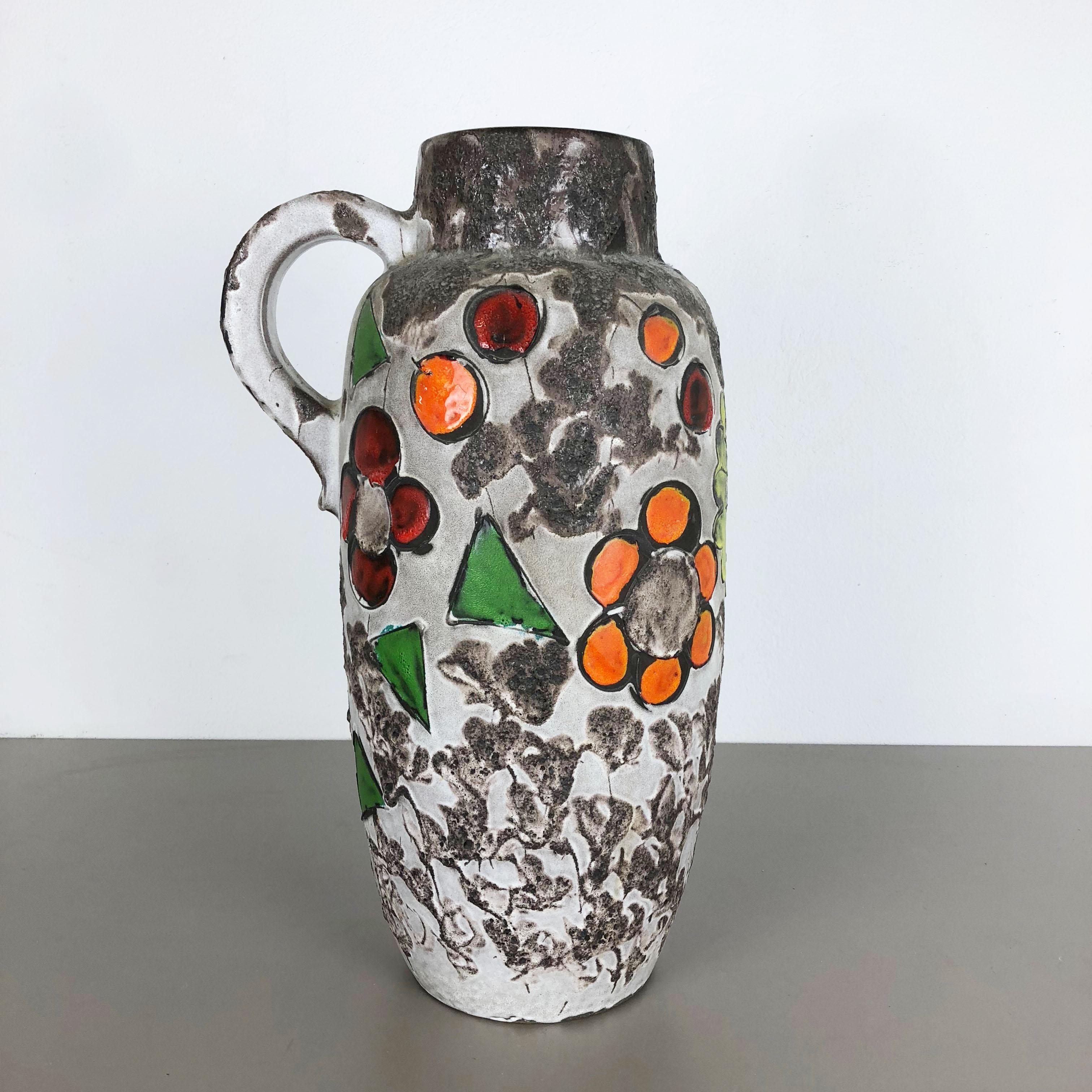 Mid-Century Modern Large Pottery Fat Lava Multicolor 420-54 Vase Made by Scheurich, 1970s