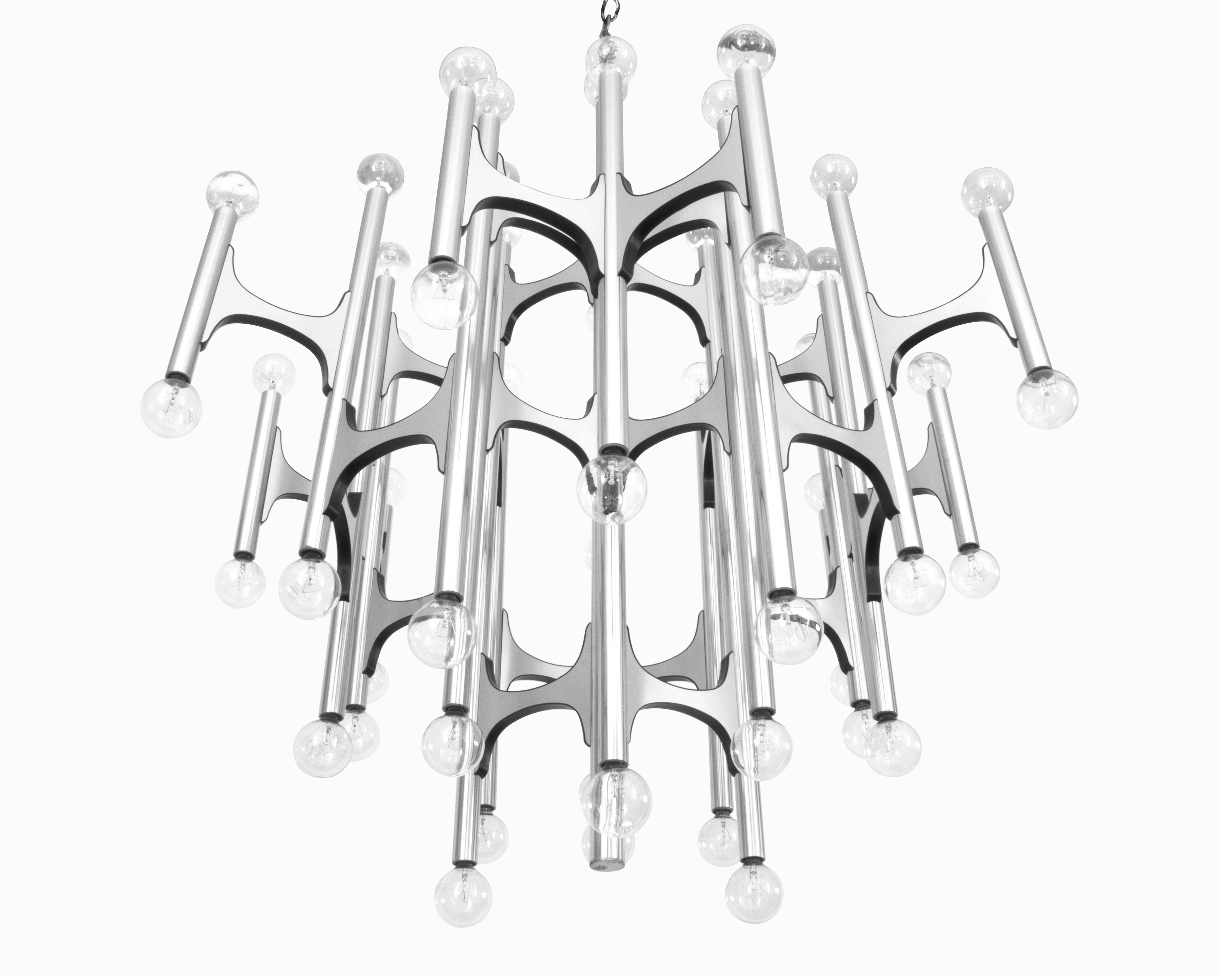 Large 54-Bulb Lightolier Chandelier by Gaetano Sciolari 1