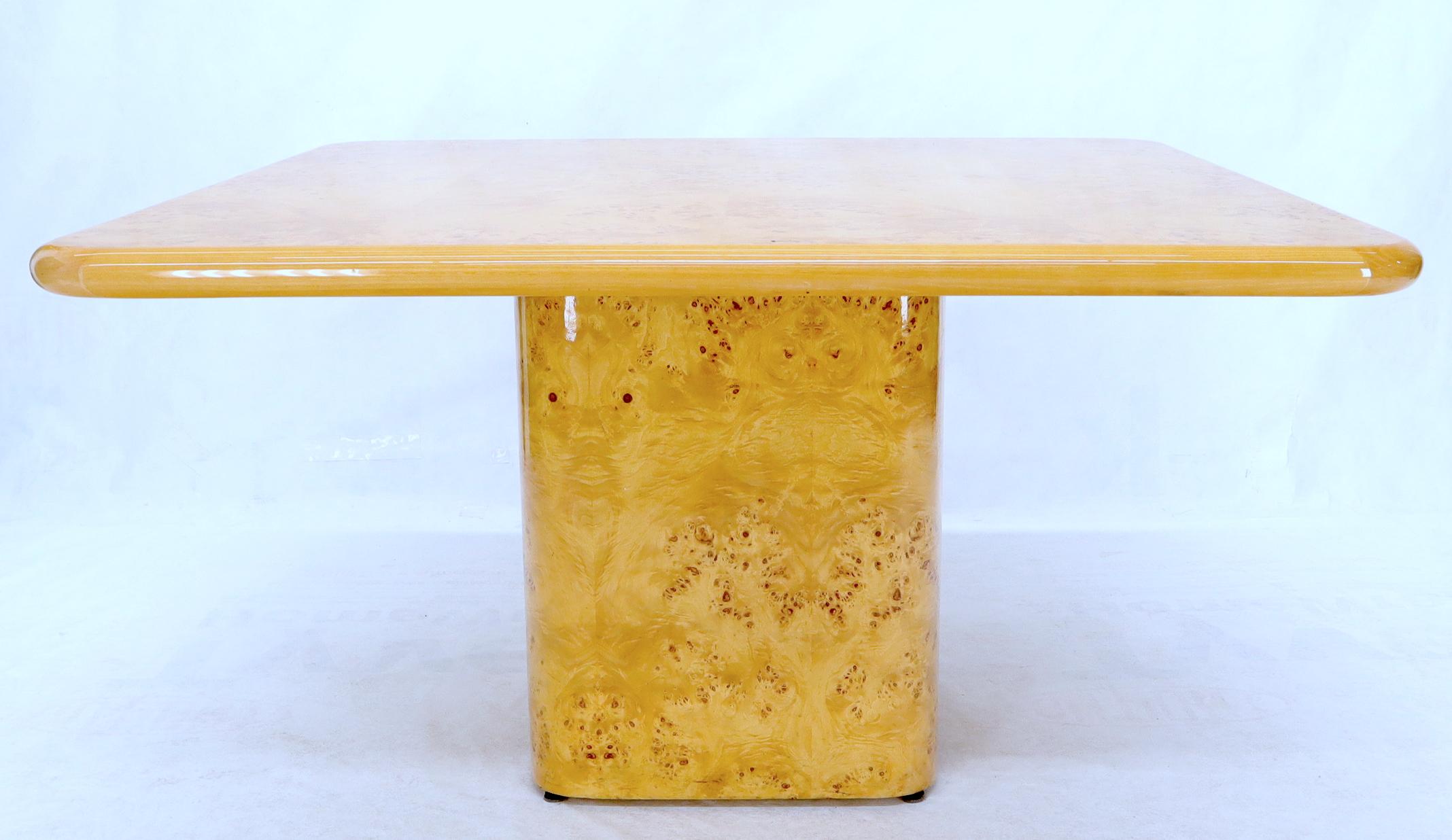 Mid-Century Modern Square Dining Conference Table Wrapped in Burl Wood by Habitat For Sale